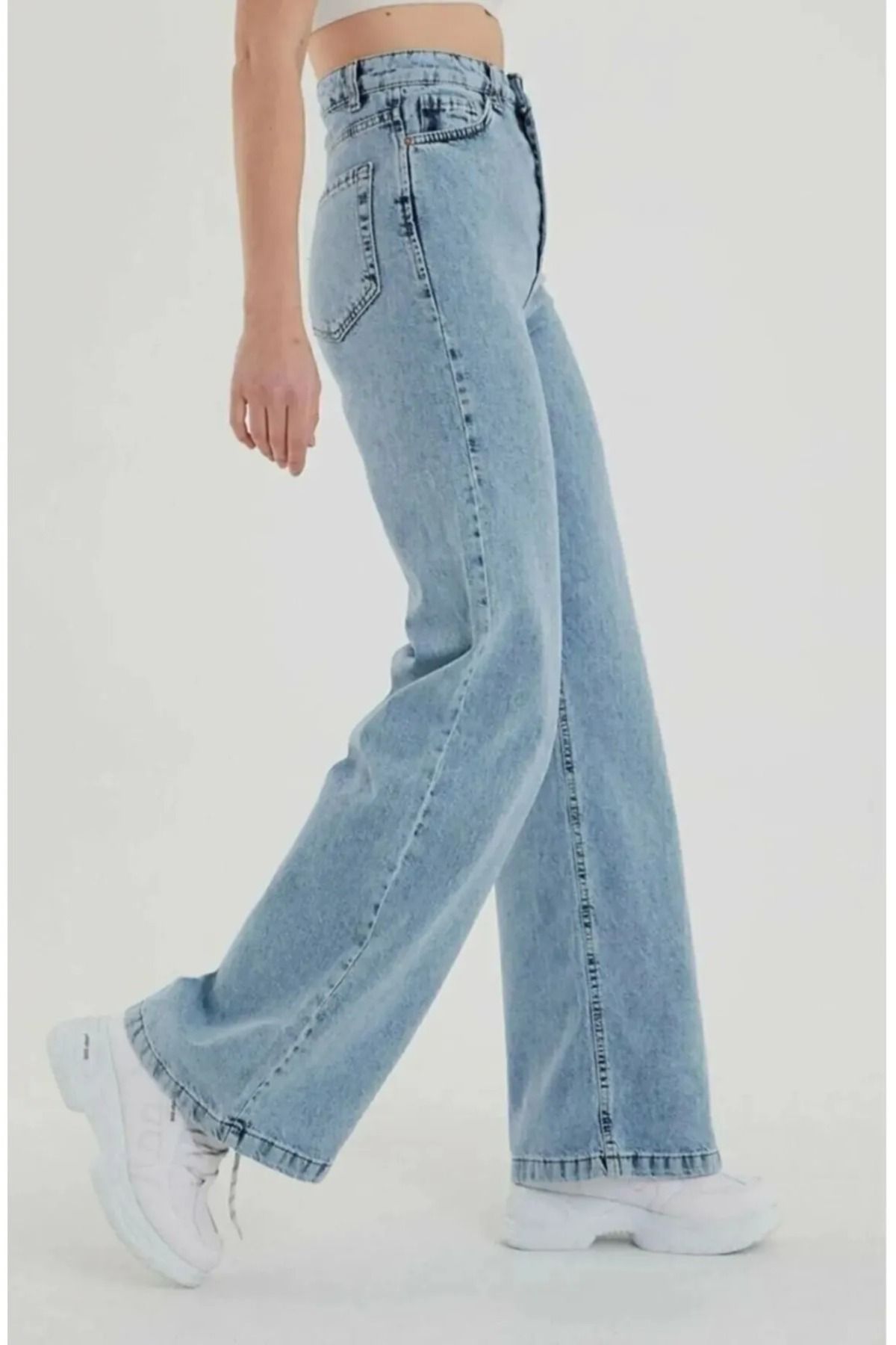 G Wear Yüksek Bel Palazzo Jean Kar Yıkama