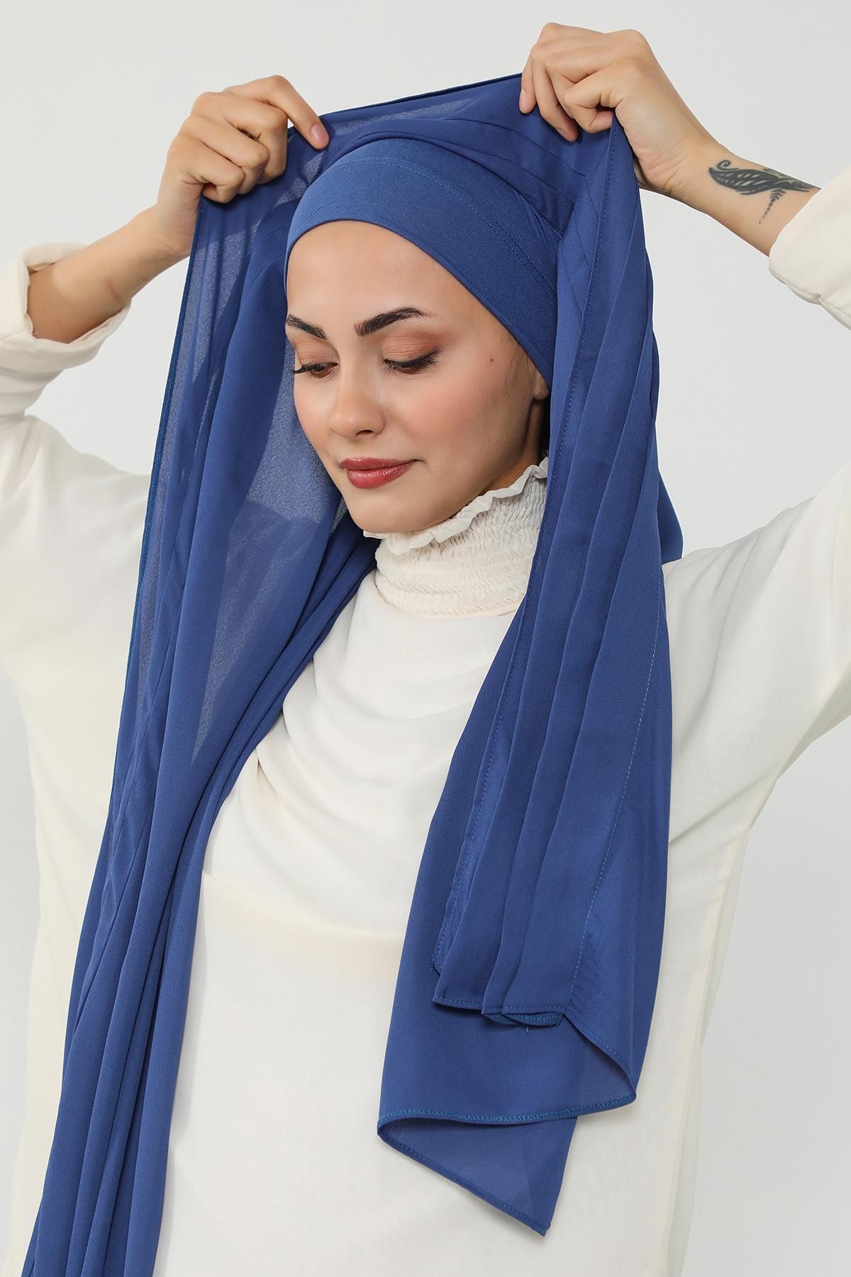 Aisha's Design Penye İç Boneli Pileli Krep Şal,PS-47