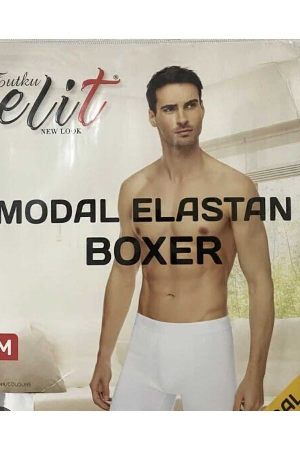 H&S STORE tutku elit modal elestan boxer beyaz renkli erkek 6 lı rahat ve konforlu