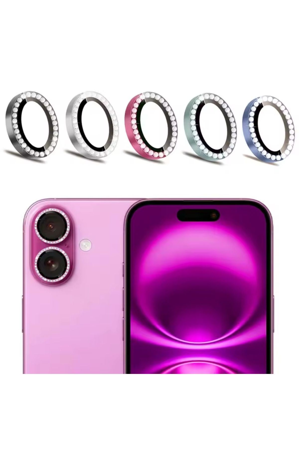 SILAGSM Apple iPhone 16 & 16 plus kamera koruma taşlı lens