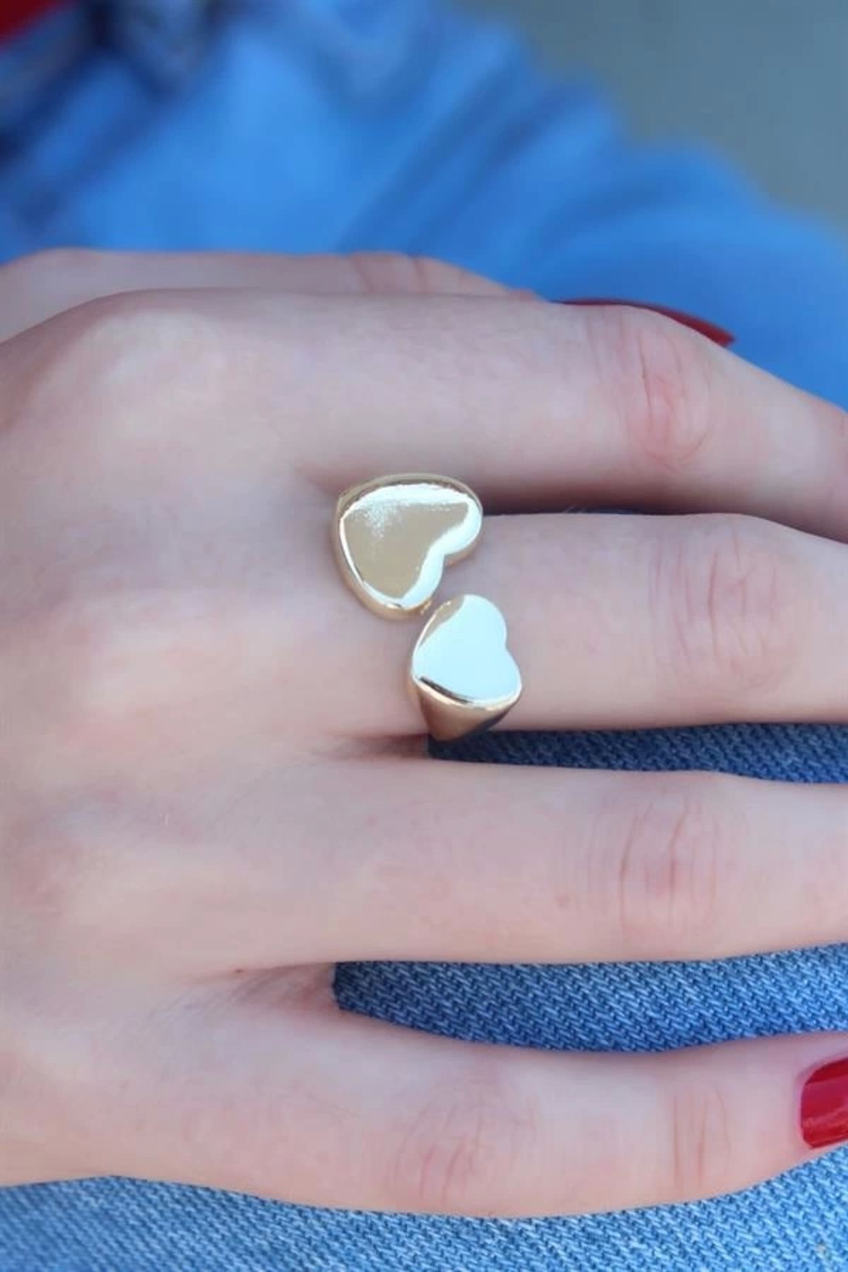 FASHIONLINE Gold Renk Kalp Model Kadın Yüzük