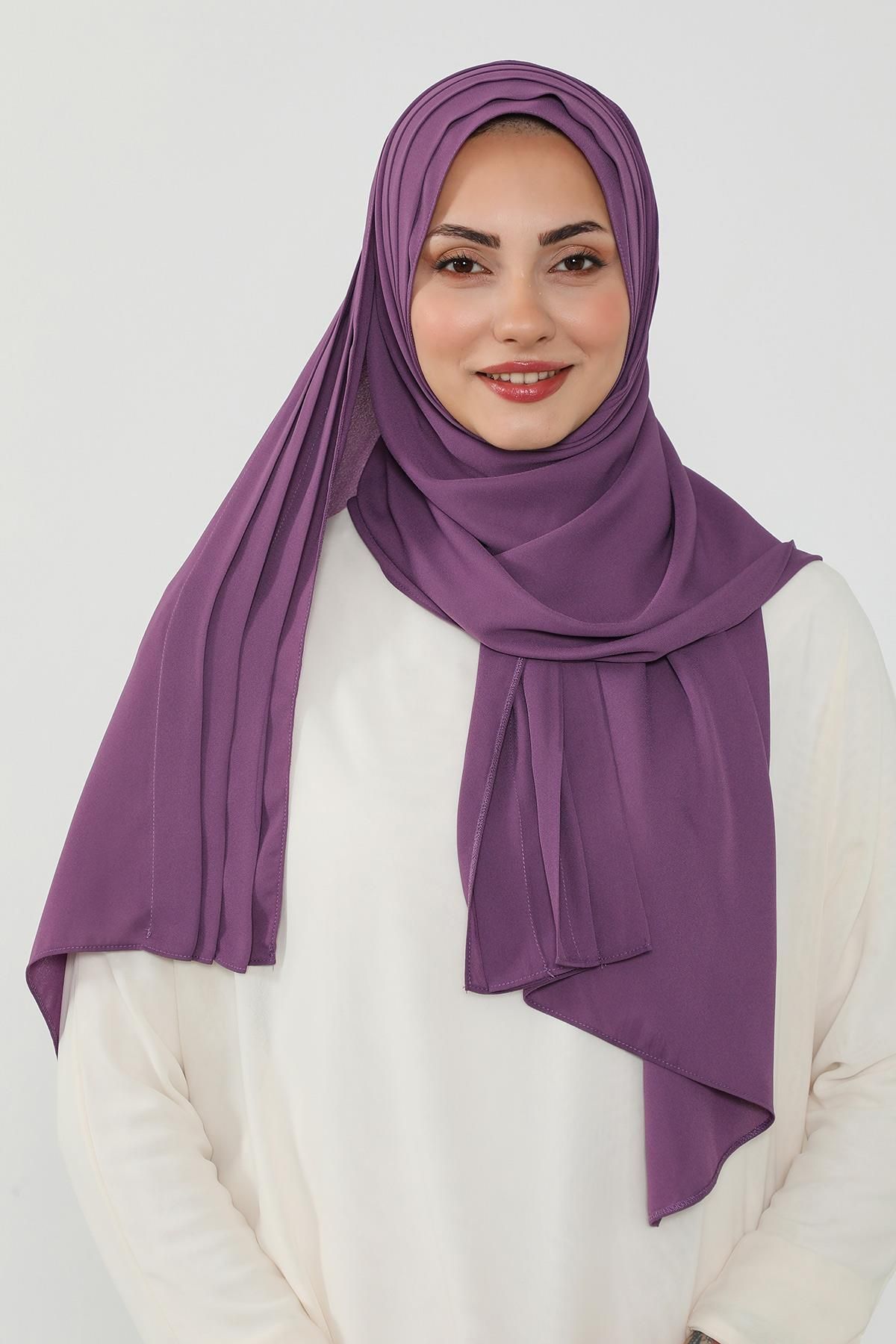 Aisha's Design Penye İç Boneli Pileli Krep Şal,PS-47