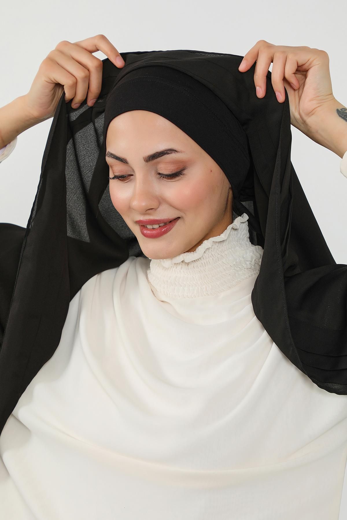 Aisha's Design Penye İç Boneli Pileli Krep Şal,PS-47