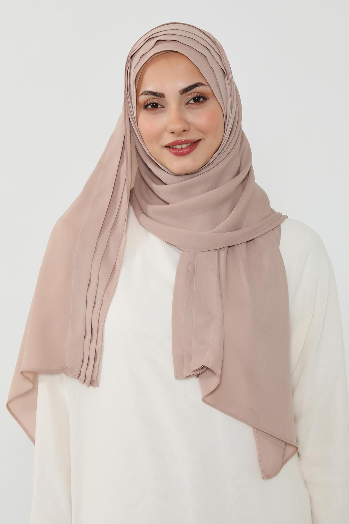 Aisha's Design Penye İç Boneli Pileli Krep Şal,PS-47