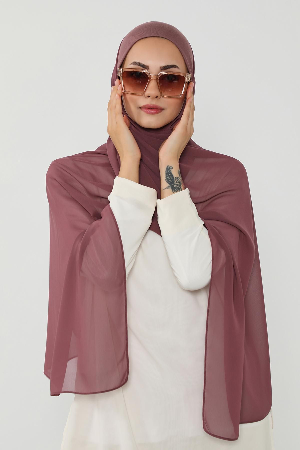 Aisha's Design Penye İç Boneli Pratik Şifon Şal,PS-53