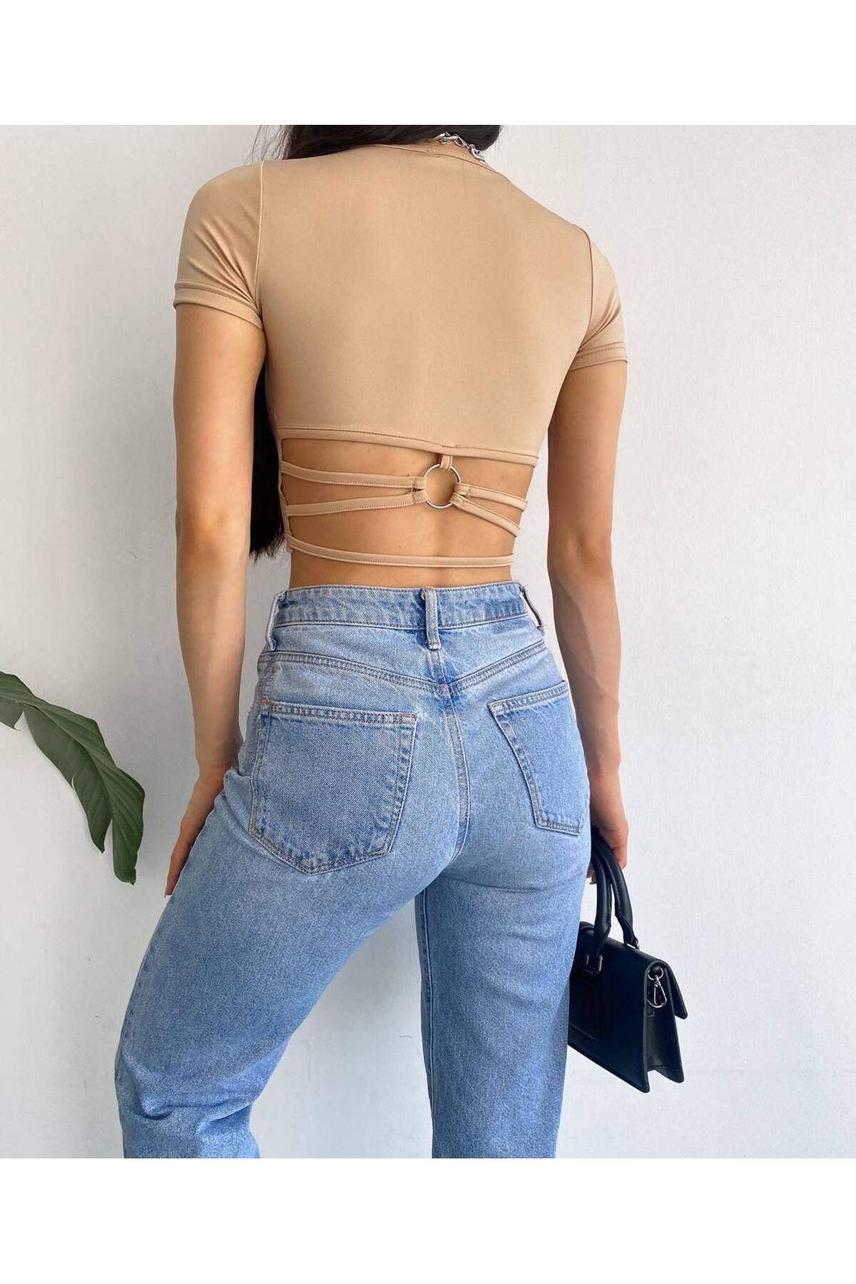 MODA Kadın Sırt Halka Detaylı Bluz