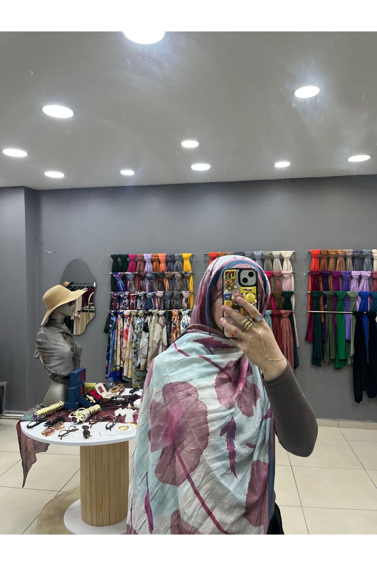 MADİ Ruby desen parlak Pamuk şal