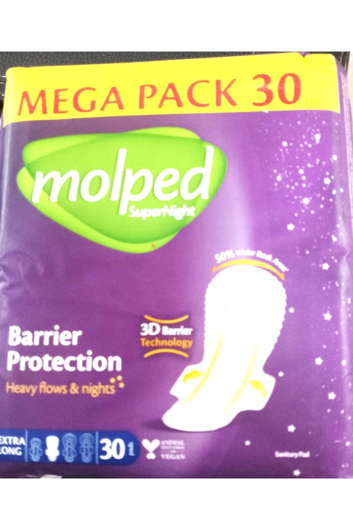 Molped Supernıght Mega 30 Lu Extra Long Gece 3d Bariyer Koruma