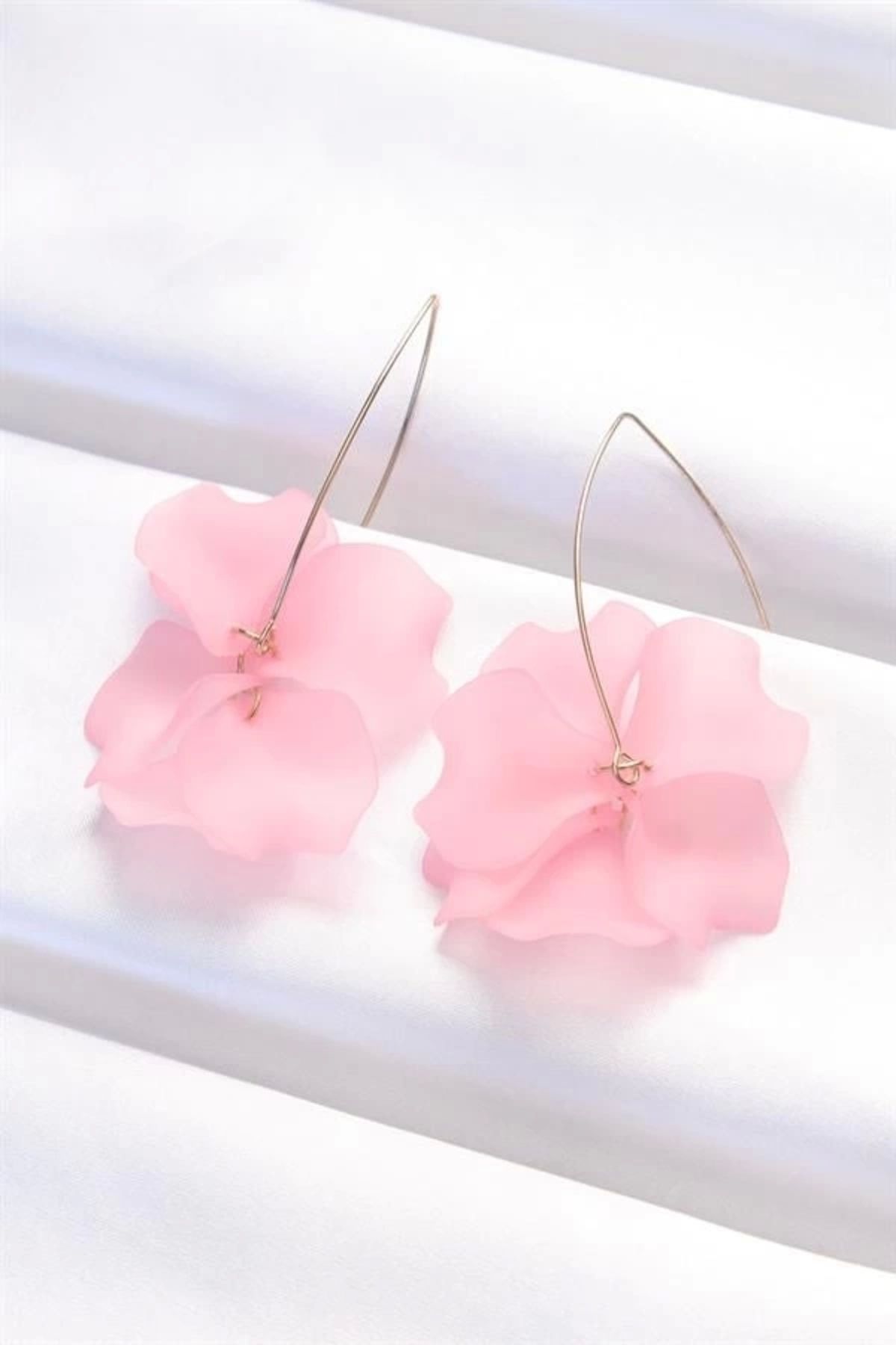 FASHIONLINE Pembe Renk Çiçek Küpe