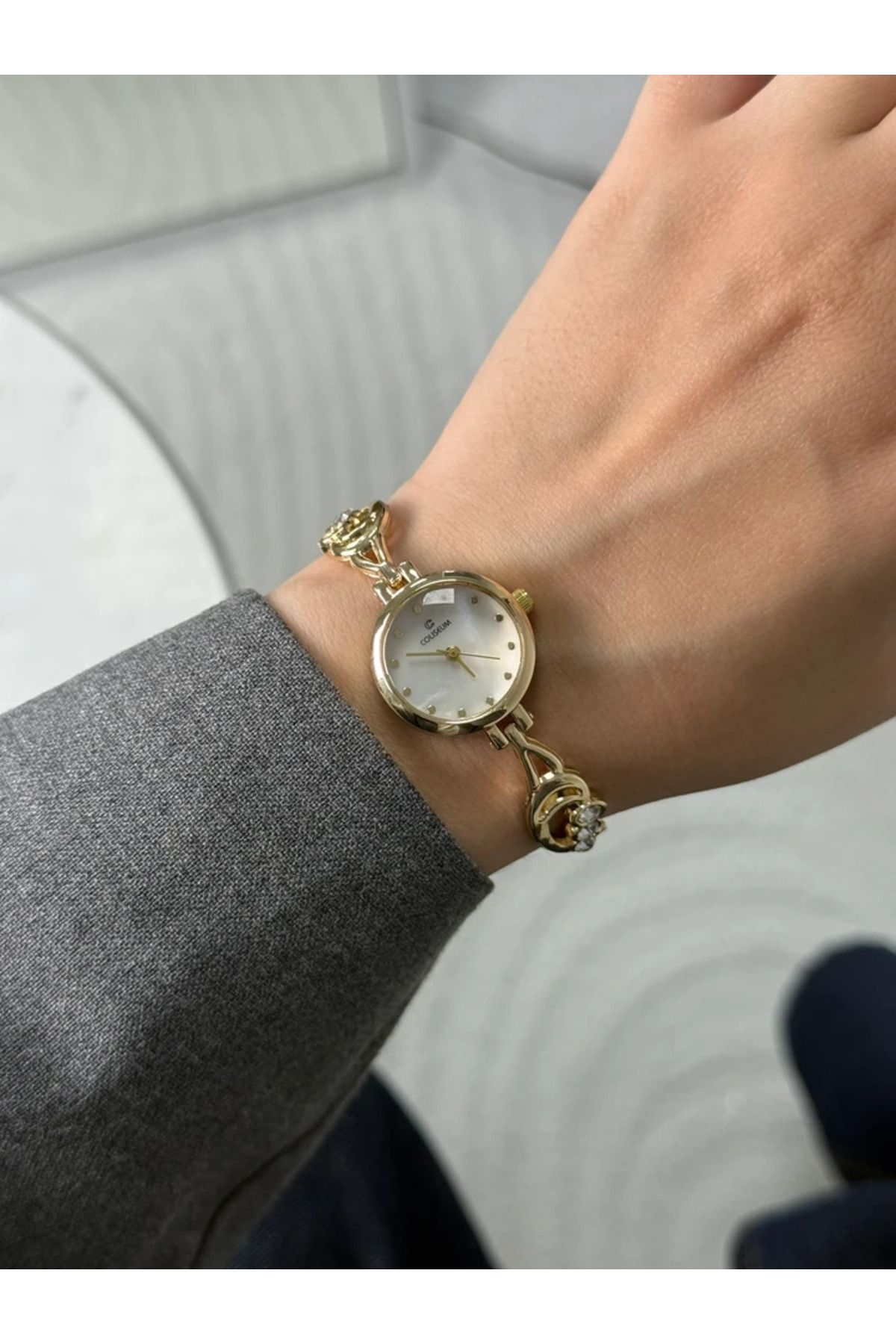 RoseandRoses Hilsulle Yeni Sezon İnce Kordon Kadın Kol Saati Gold (Beyaz Kadran)