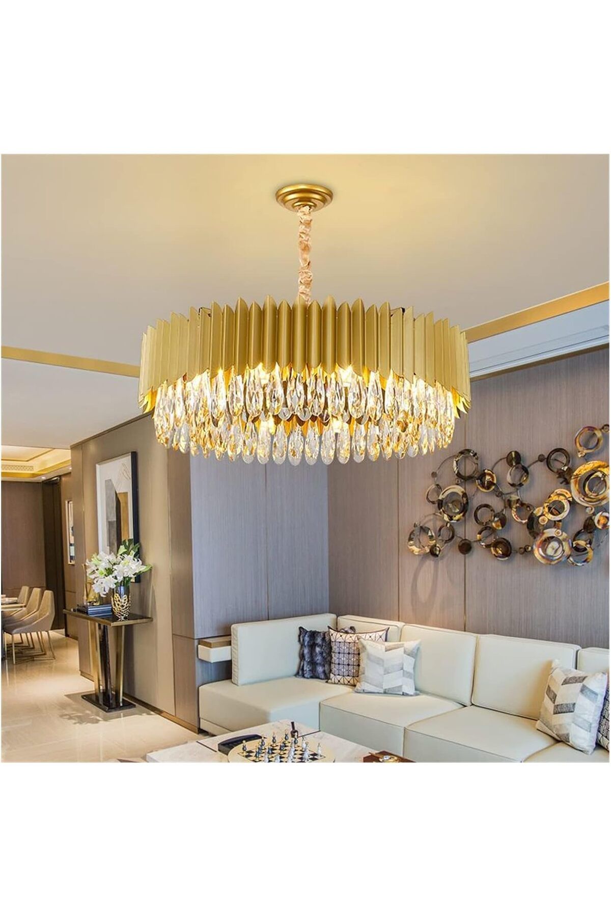 TELKA LAZER AVANGART SALON AVİZESİ - YUVARLAK 80 CM