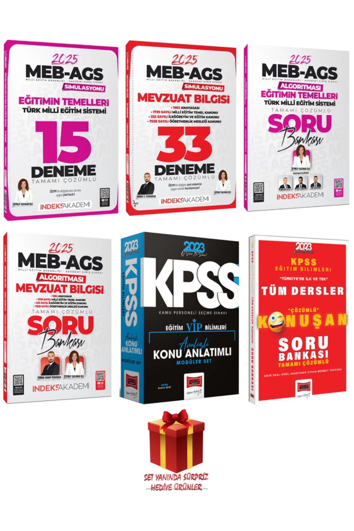 İndeks Akademi 2025 MEB AGS Emrah Vahap Zeynep Salman Mevzuat Bilgisi+Eğitimin Temelleri Deneme+Soru Bankası+Hediye