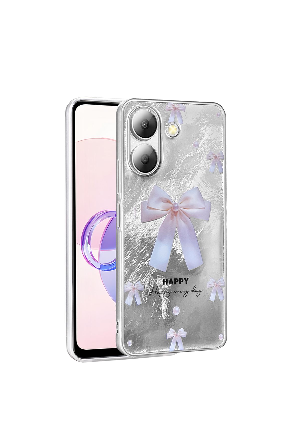HTstore Xiaomi Uyumlu Redmi 13C Kılıf Desenli Zore Mep Kapak-İncili fiyonk