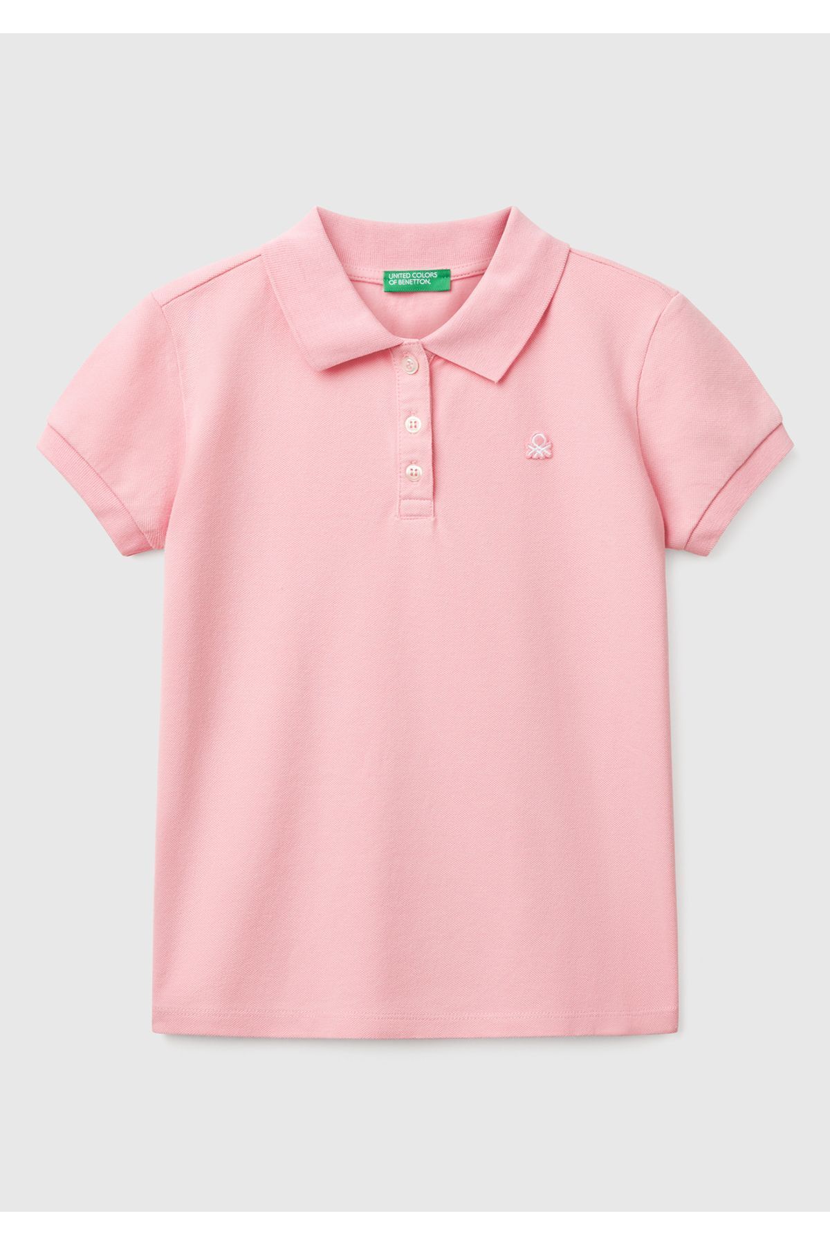 United Colors of Benetton Kadın Pembe Logolu Pike Polo T-Shirt