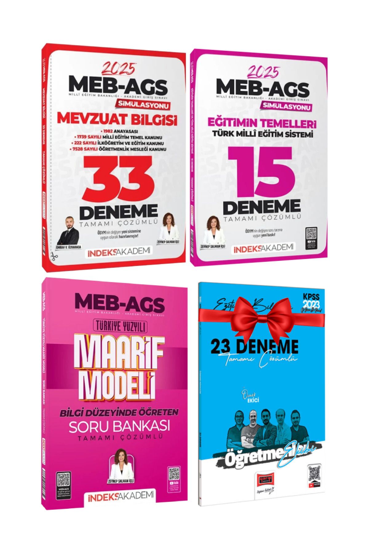 İndeks Akademi MEB AGS Emrah Vahap Zeynep Salman Mevzuat Bilgisi+Eğitimin Temelleri Deneme+Maarif Modeli Soru Banka