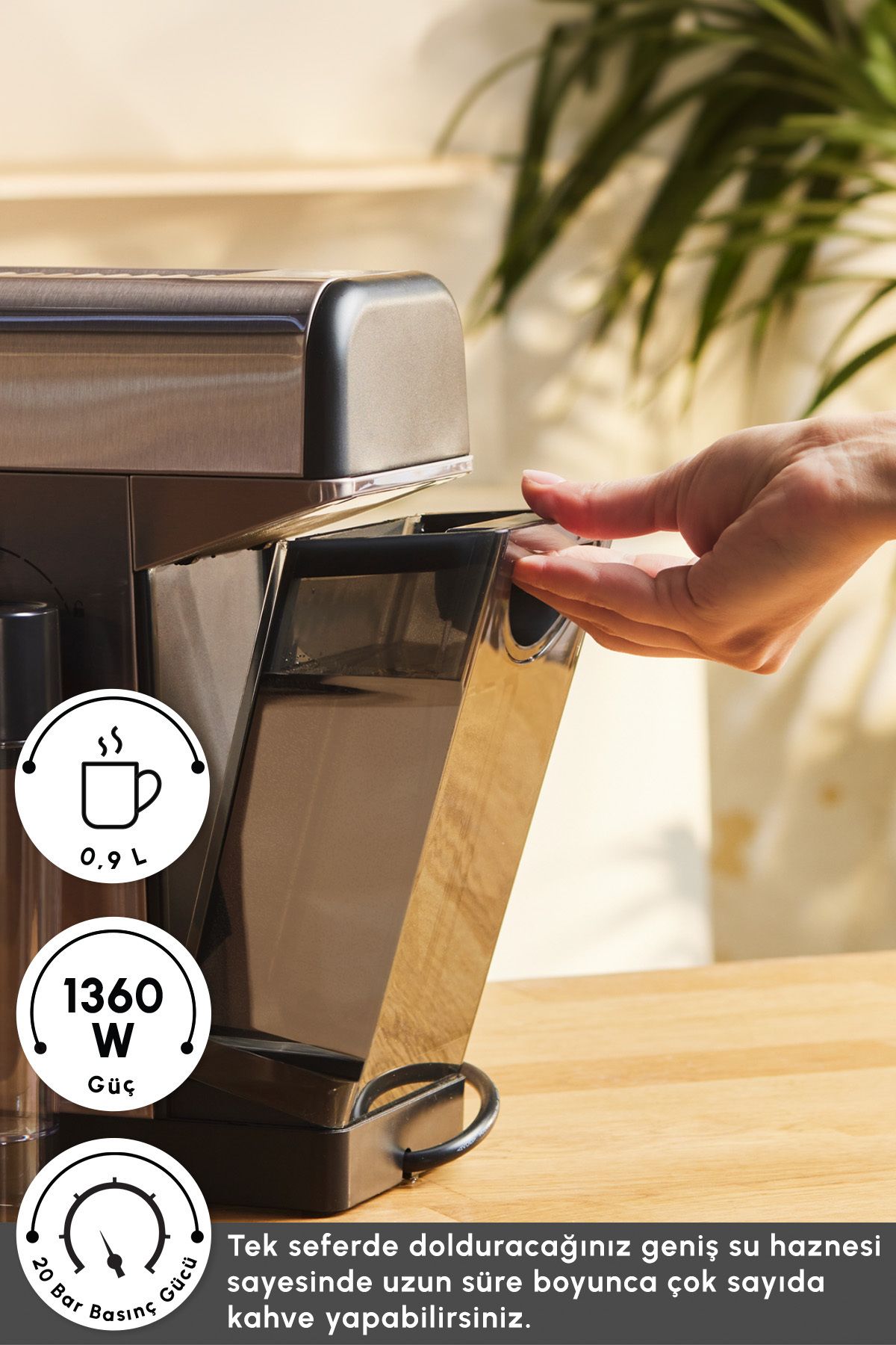 Karaca-Mycaffee Barista S20 Automatic Espresso and Latte Machine with Integrated Milk Reservoir Silver 3