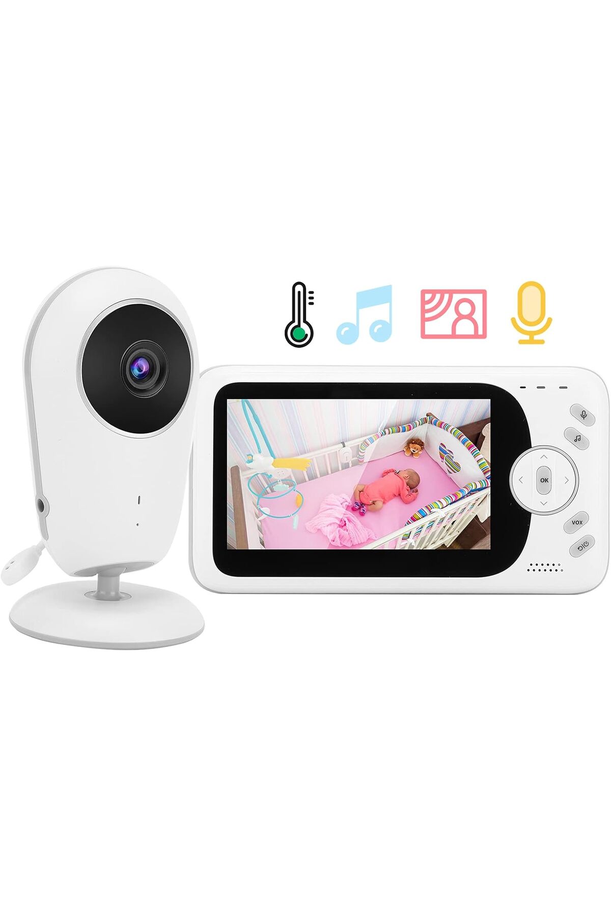 Cepini VB608 Akıllı Bebek Kamerası | 4.3” IPS Ekranlı Video Bebek Telsizi, 2.4GHz Kablosuz, VOX, Gece Görüş fotoğrafı 2 (önizleme)