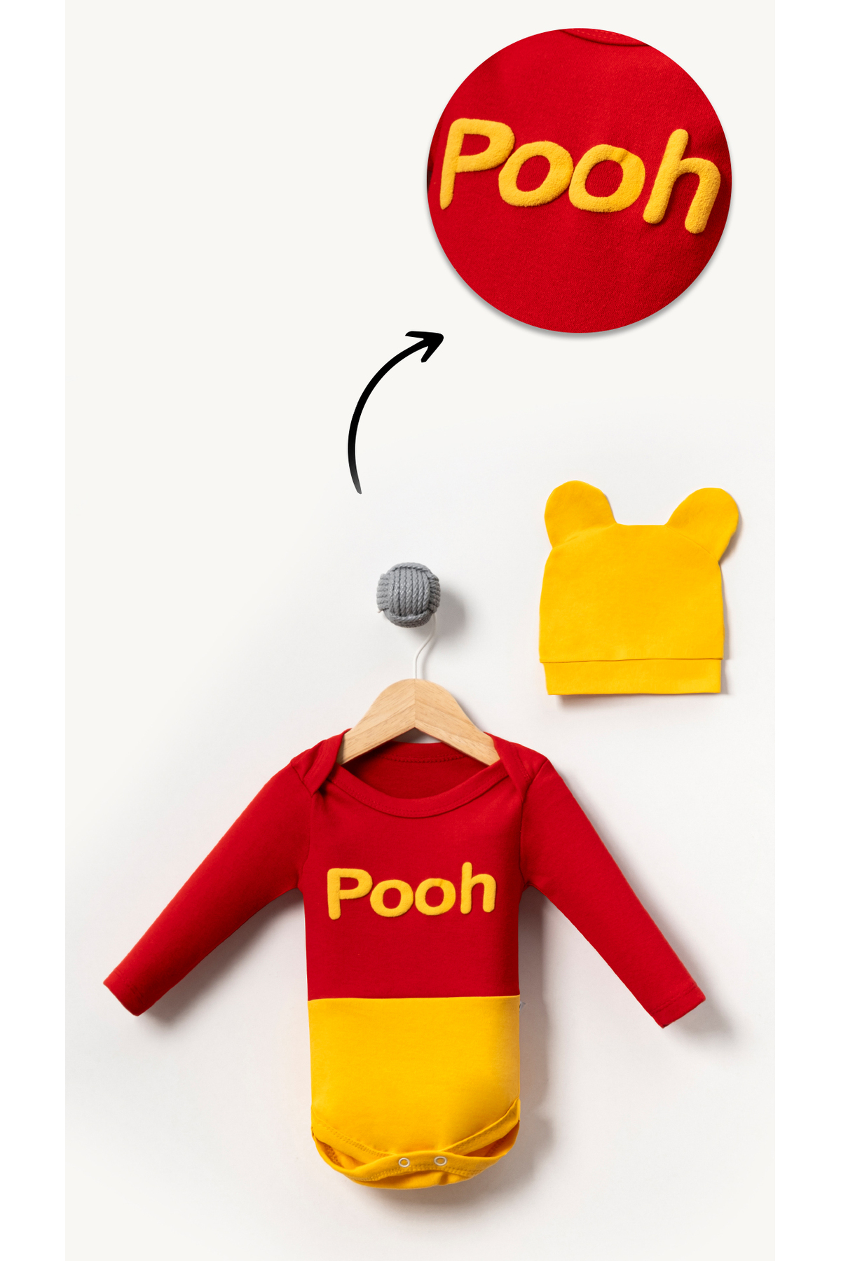 Bubito Pooh Görselli Şapkalı 2'li Bebek Badi fotoğrafı 2 (önizleme)