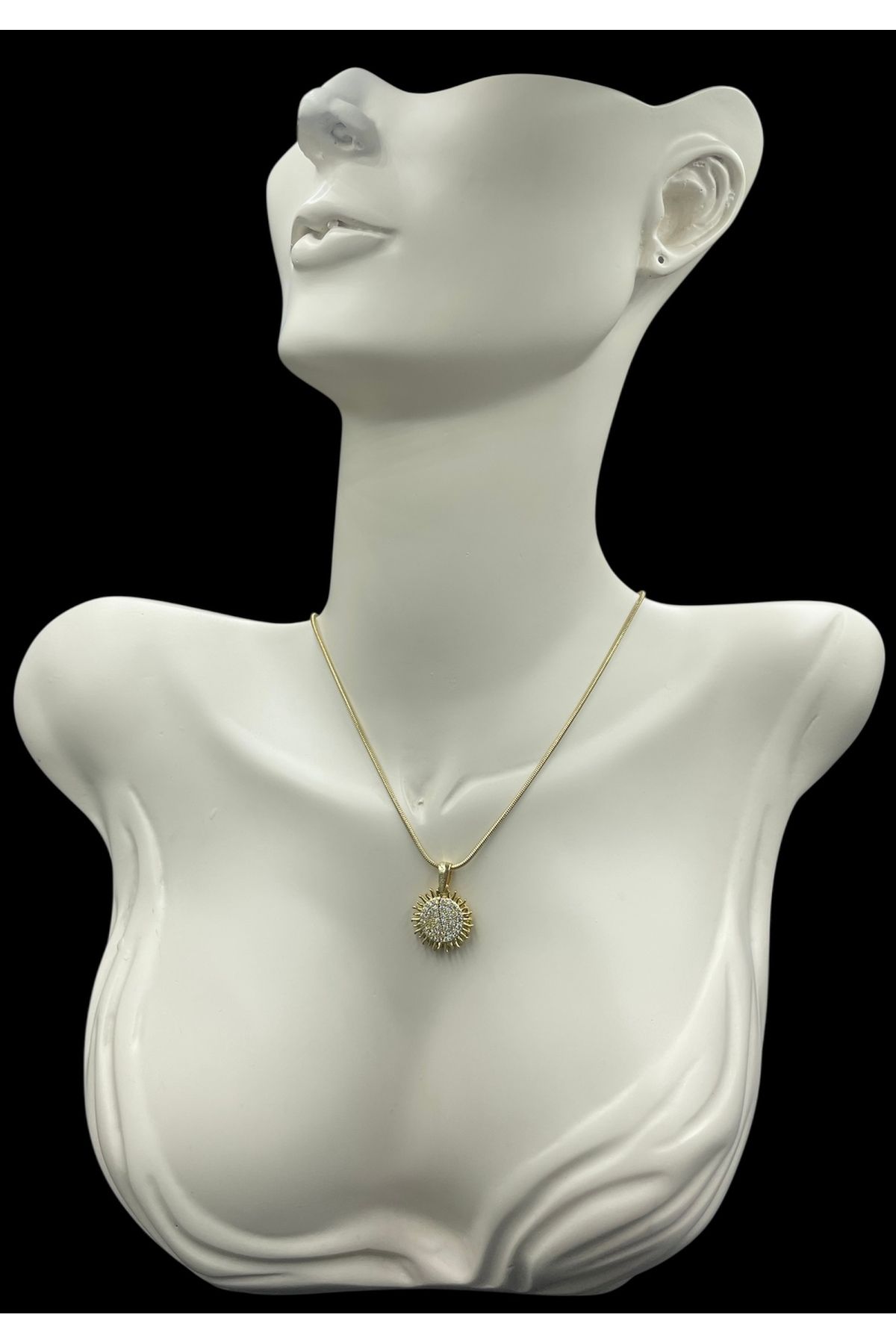 nefjewelrydesign Çelik 45cm Güneş Taşlı Model Kolye