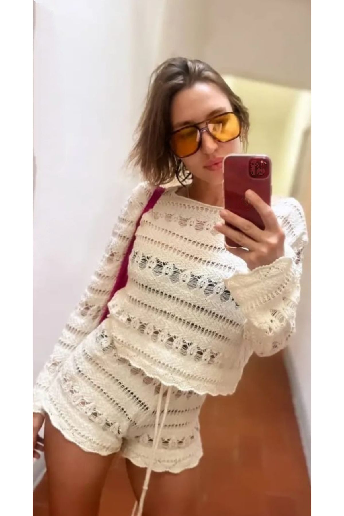 DAMGA Collection Kadın Ajurlu Yazlık Alt Üst Şortlu Takım