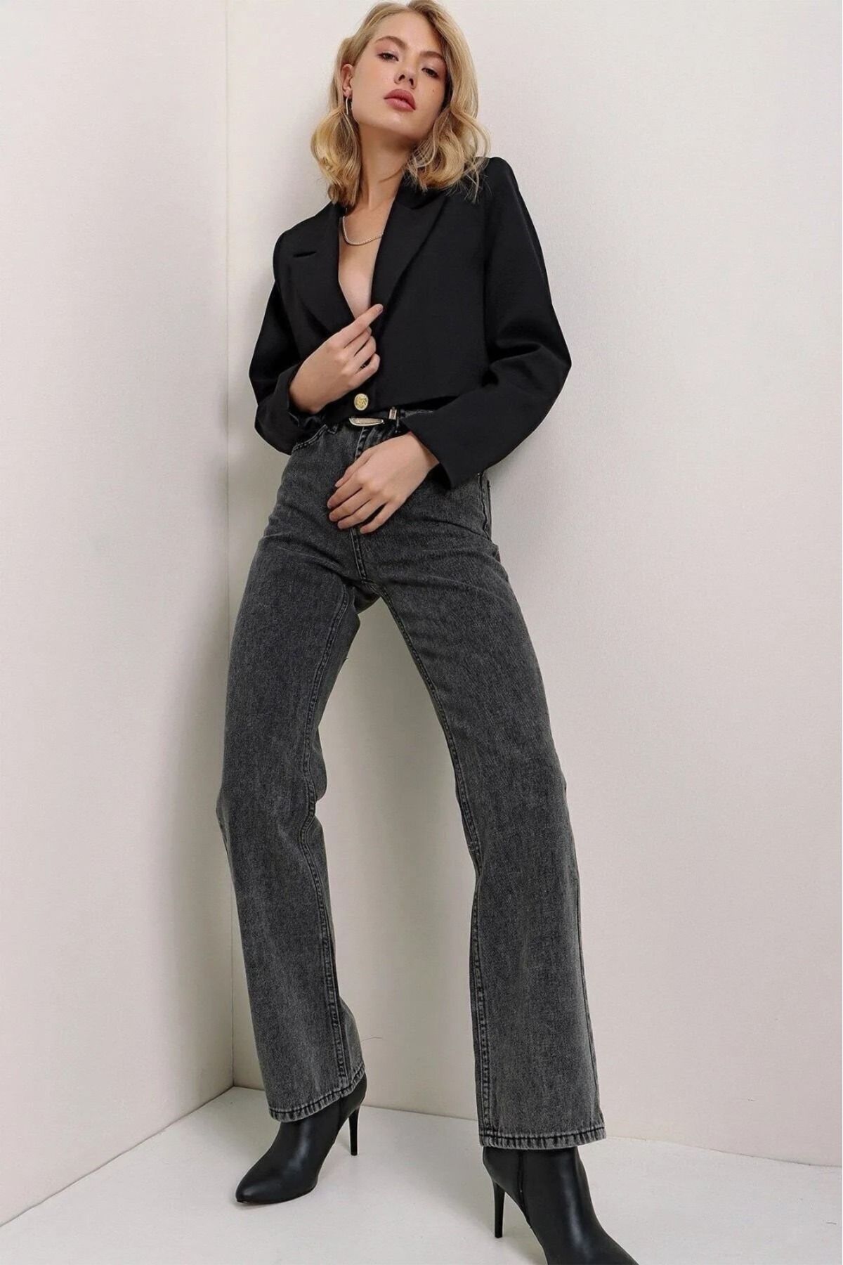 G Wear Füme Palazzo Salaş Paça Süper Yüksek Bel Jean