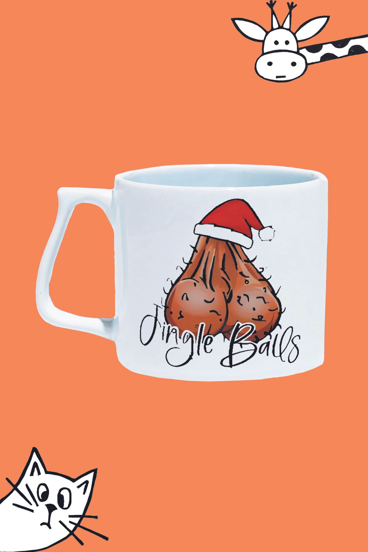 Olympus plus JİNGLE BALLS NOEL YILBAŞI YENİYIL MALE BALLS ERKEK TOPLARI SAYKO BASKILI BEYAZ LÜKS KUPA BARDAK