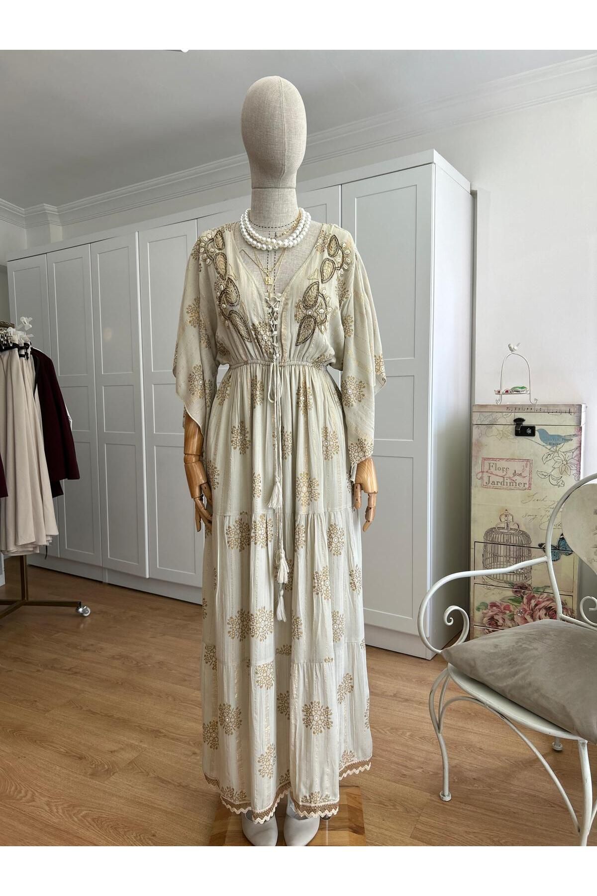 Essma butik BONCUK İŞLİ BOHEM ELBİSE