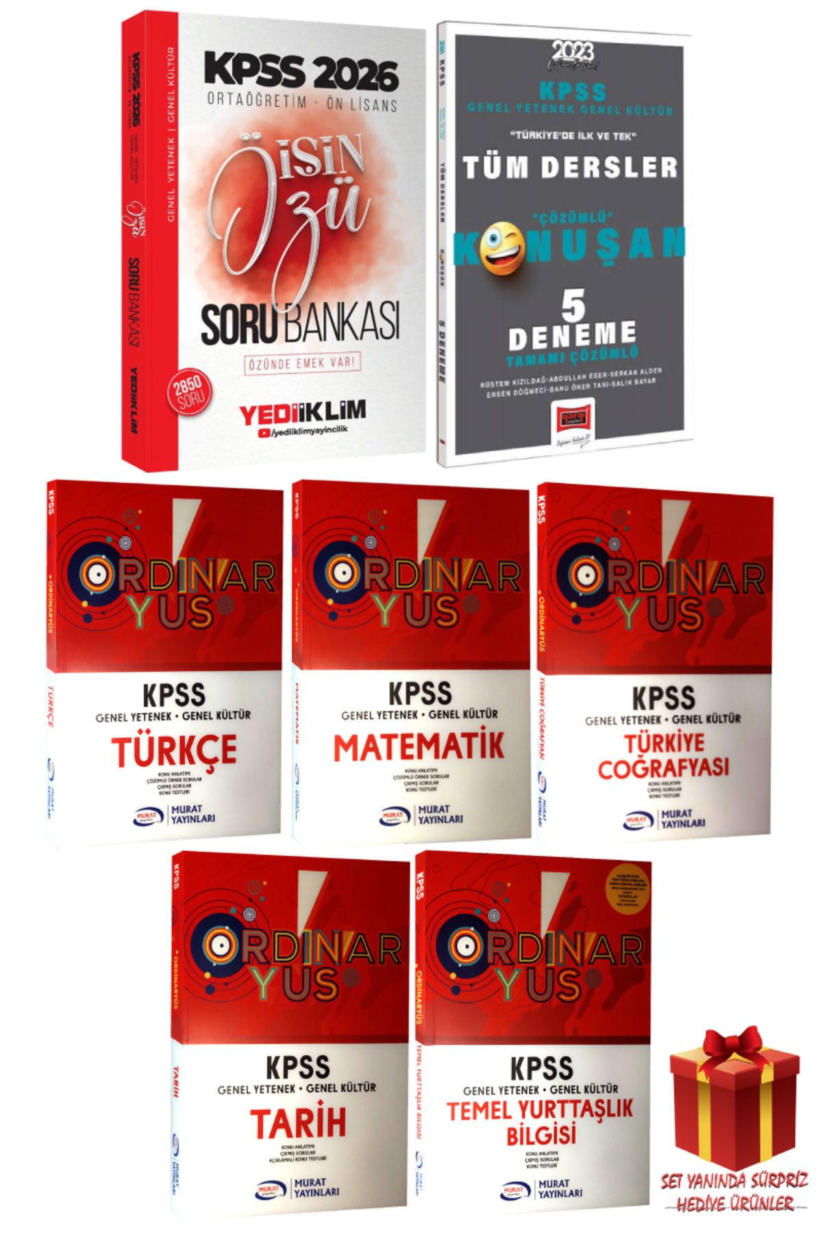 Yediiklim Yayınları 2026 KPSS Ortaöğretim Ön Lisans İşin Özü Soru Bankası+Murat Ordinaryus Konu Anlatımlı Modüler+Deneme