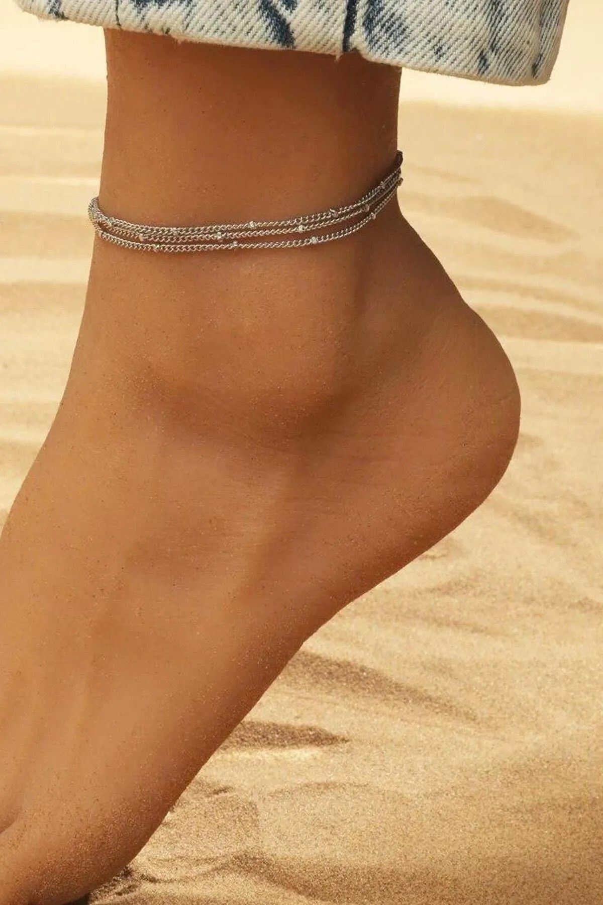 Valona Jewelry Gümüş Zincirli Çoklu Halhal