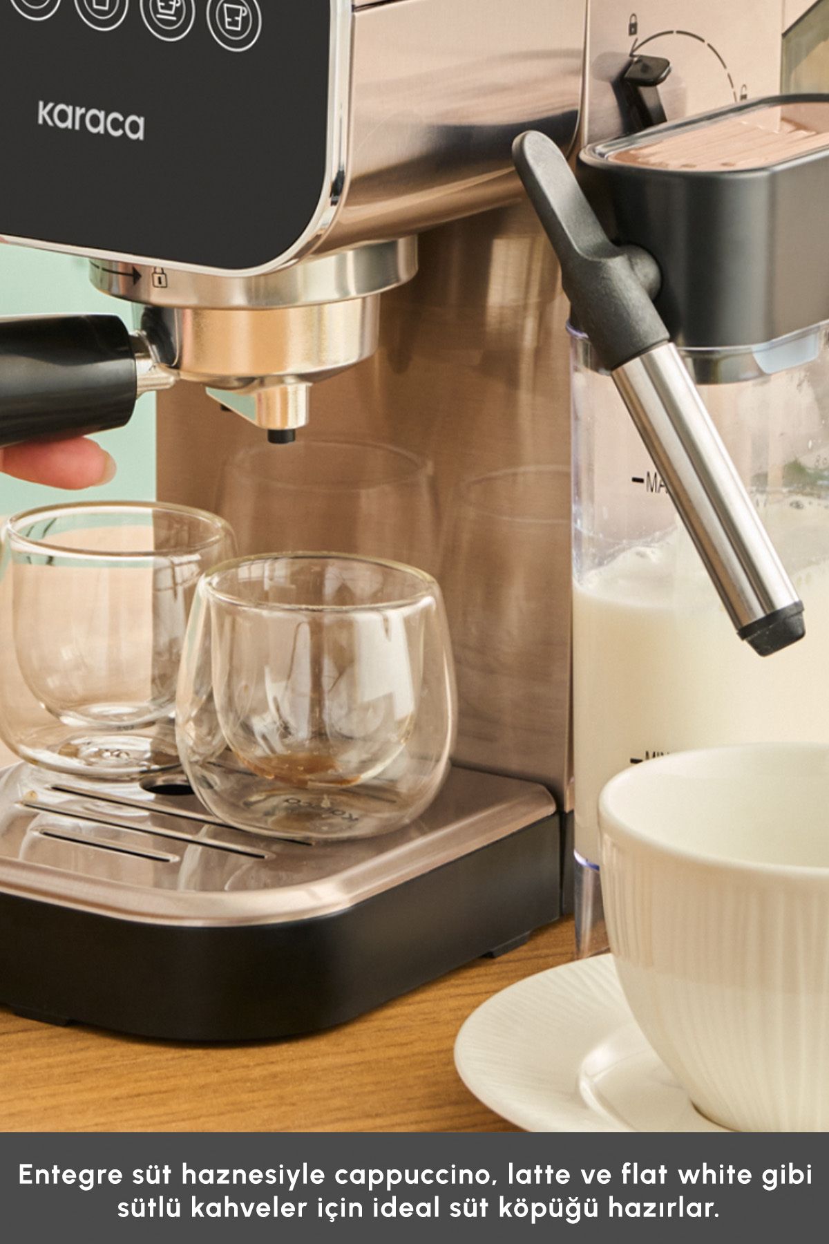 Karaca-Mycaffee Barista S20 Automatic Espresso and Latte Machine with Integrated Milk Reservoir Silver 6