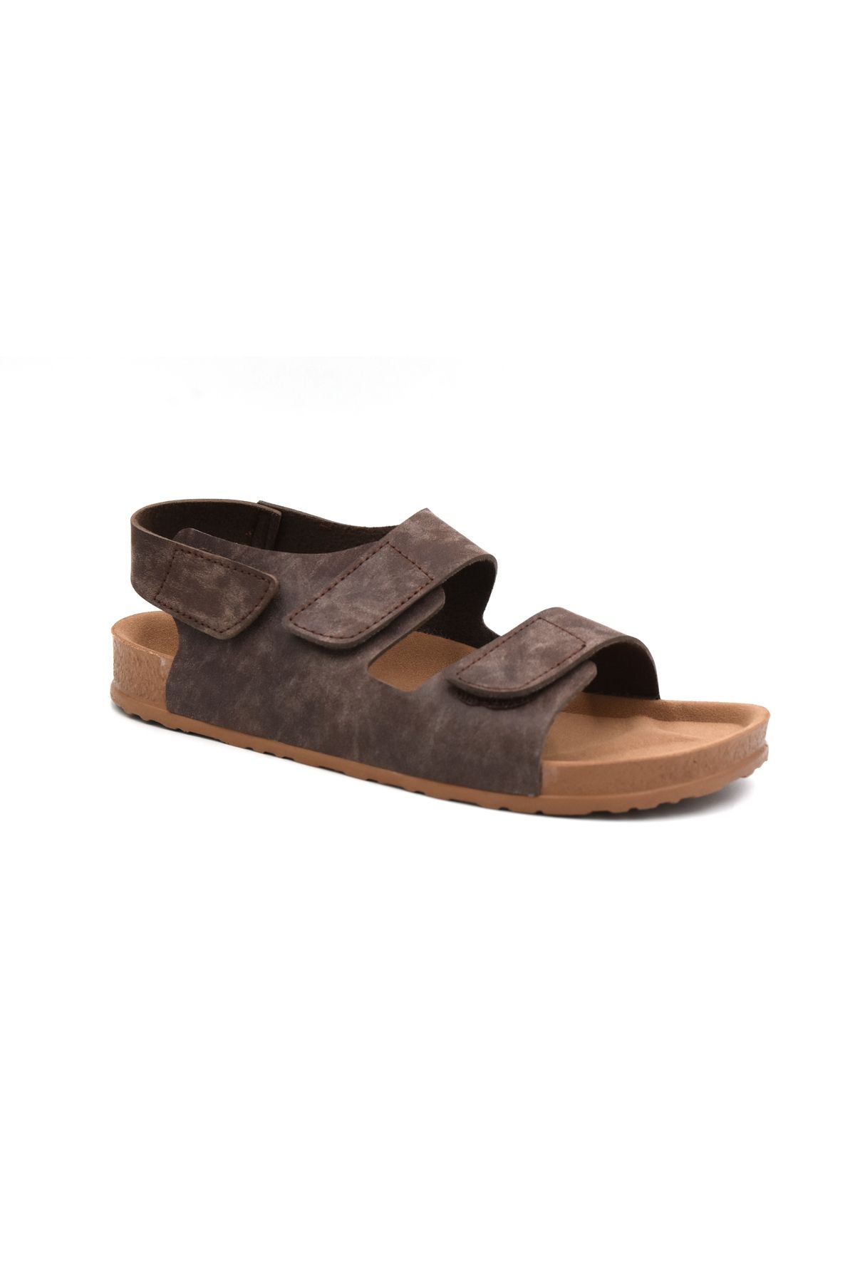 FLY SOFT S963 Poli Hafif Taban Cırtlı Erkek Sandalet Kahve
