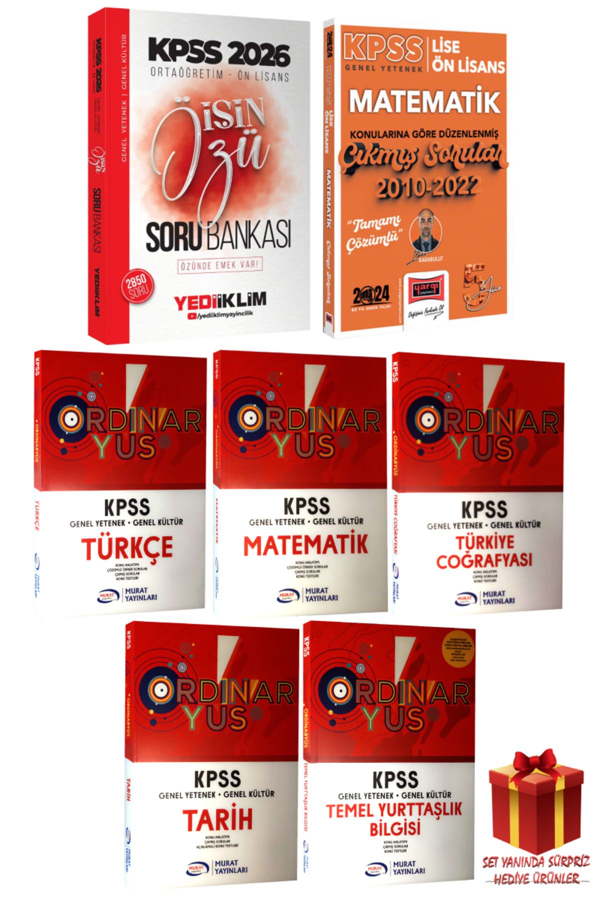 Yediiklim Yayınları 2026 KPSS Ortaöğretim Ön Lisans İşin Özü Soru Bankası+ Ordinaryus Konu Anlatımlı Modüler+Çıkmış Soru