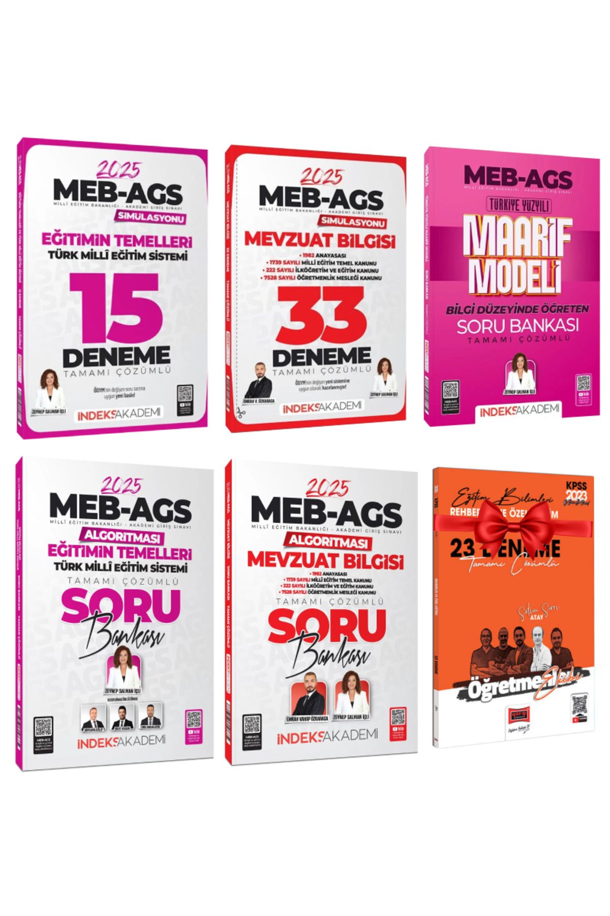 İndeks Akademi 2025 MEB AGS Emrah Vahap Zeynep Salman Mevzuat Bilgisi+Eğitimin Temelleri Deneme+Soru Bankası+Hediye