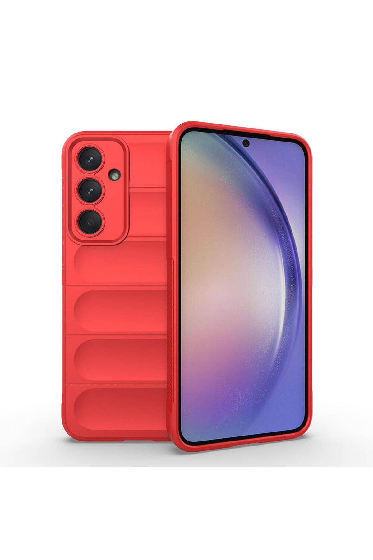 HTstore Galaxy Uyumlu A35 Kılıf Esnek TPU Oyuklu Arka Yüzey Tasarımlı Zore Etnik Silikon Kapak-Kırmızı