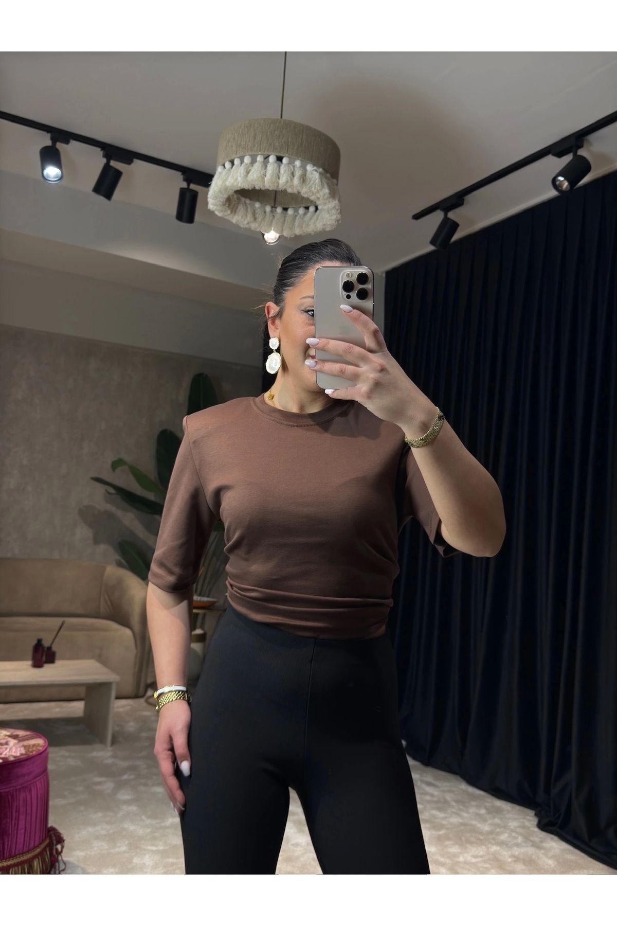 Meyco Butik Kahverengi Vatkalı Tişört