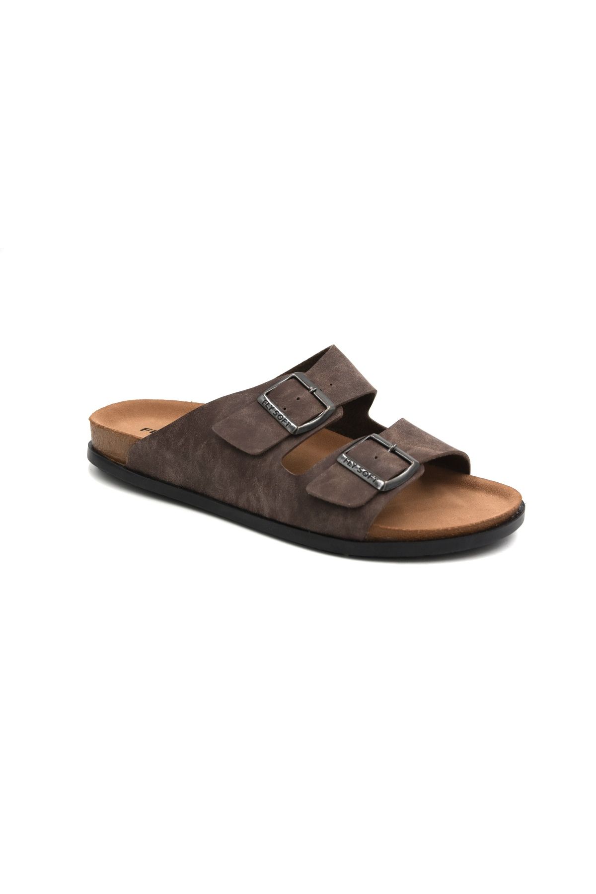 FLY SOFT S293 Poli&termo Kaymaz Taban Çift Toka Erkek Terlik Kahve