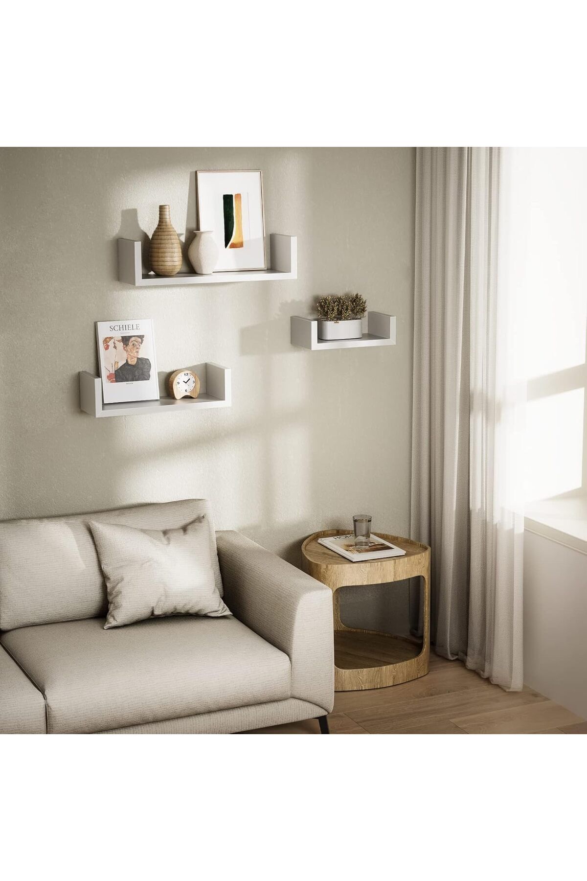 COOYA-Set of 3 U Shaped Shelves,Floating Float,Wall Mount,Display for Small Objects Collectibles Photo 7