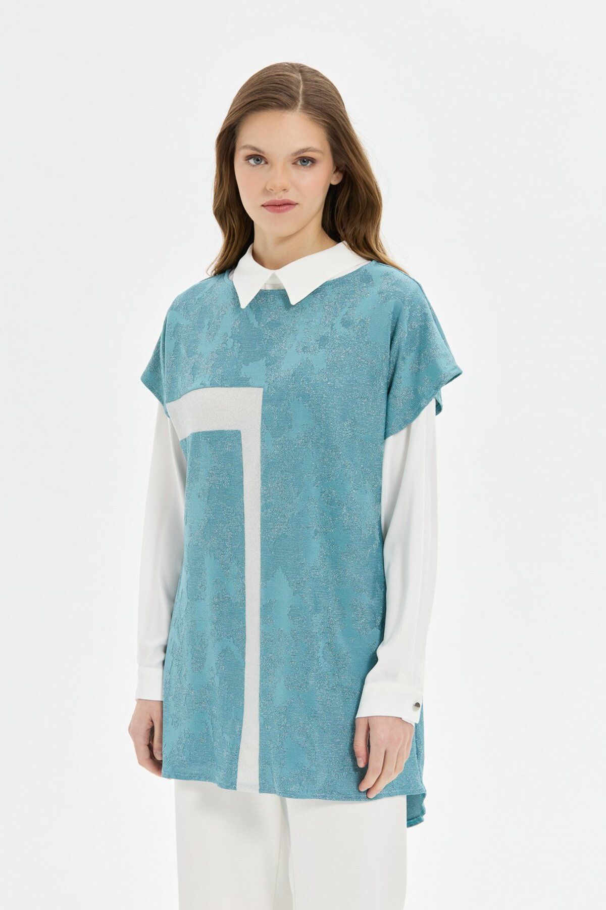 Esswaap-Suede Outer Suit with Block Detail Indigo 4