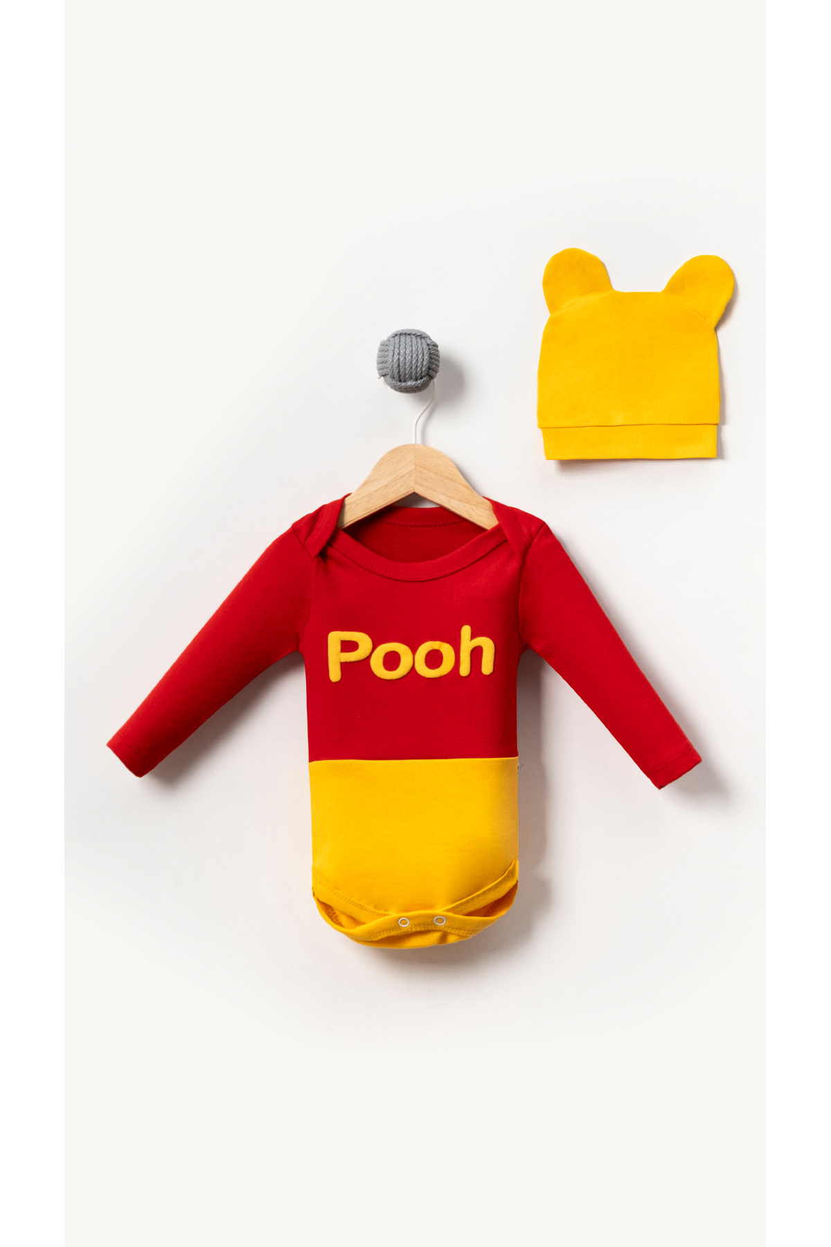 Bubito Pooh Görselli Şapkalı 2'li Bebek Badi fotoğrafı 3 (önizleme)