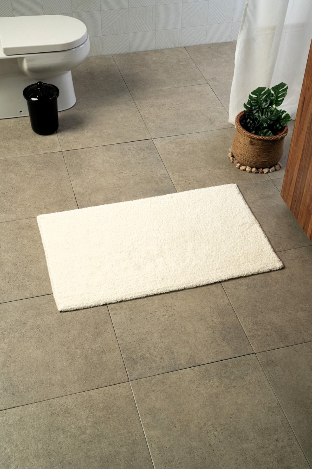 Moda Dekor Elite Pamuklu Beyaz 60x100 cm Tekli Banyo Paspası