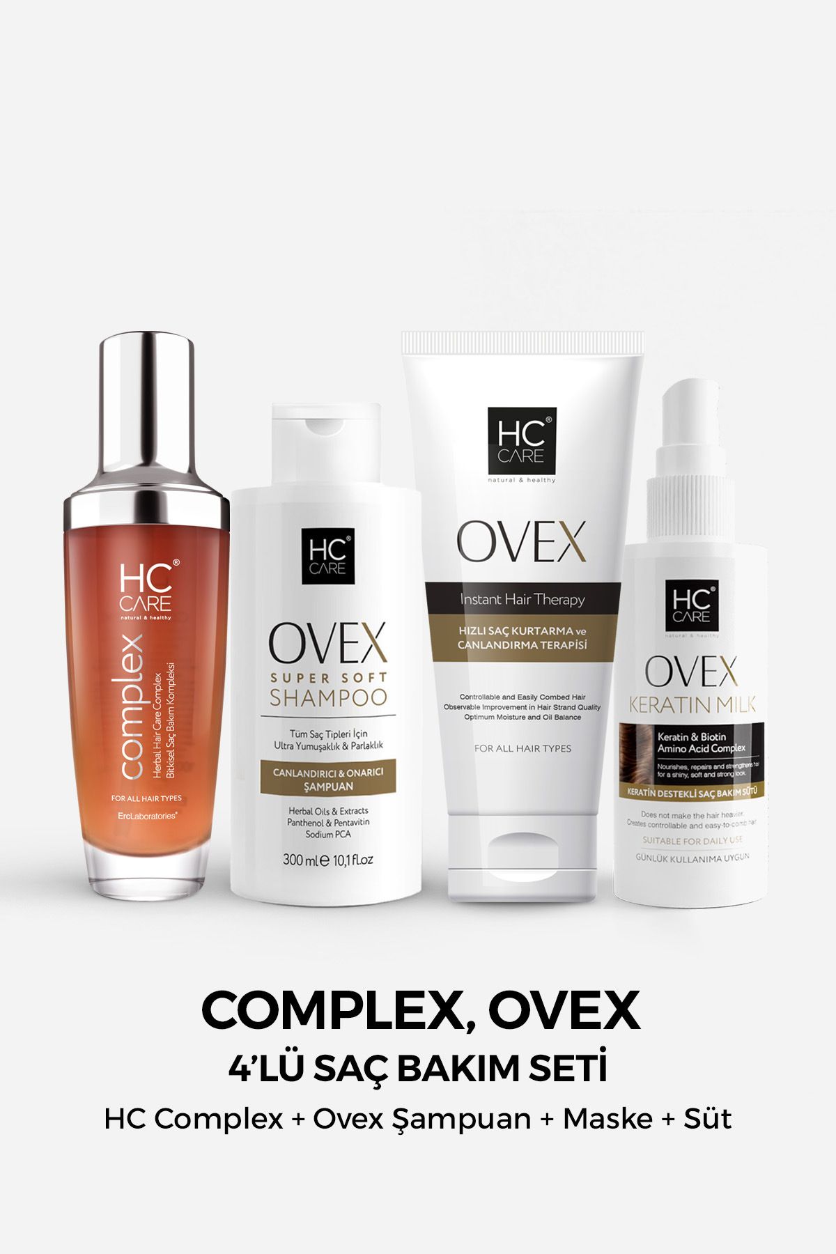 HC Complex, Ovex Şampuan, Maske, Keratin Sütü 4'lü Saç Bakım Seti