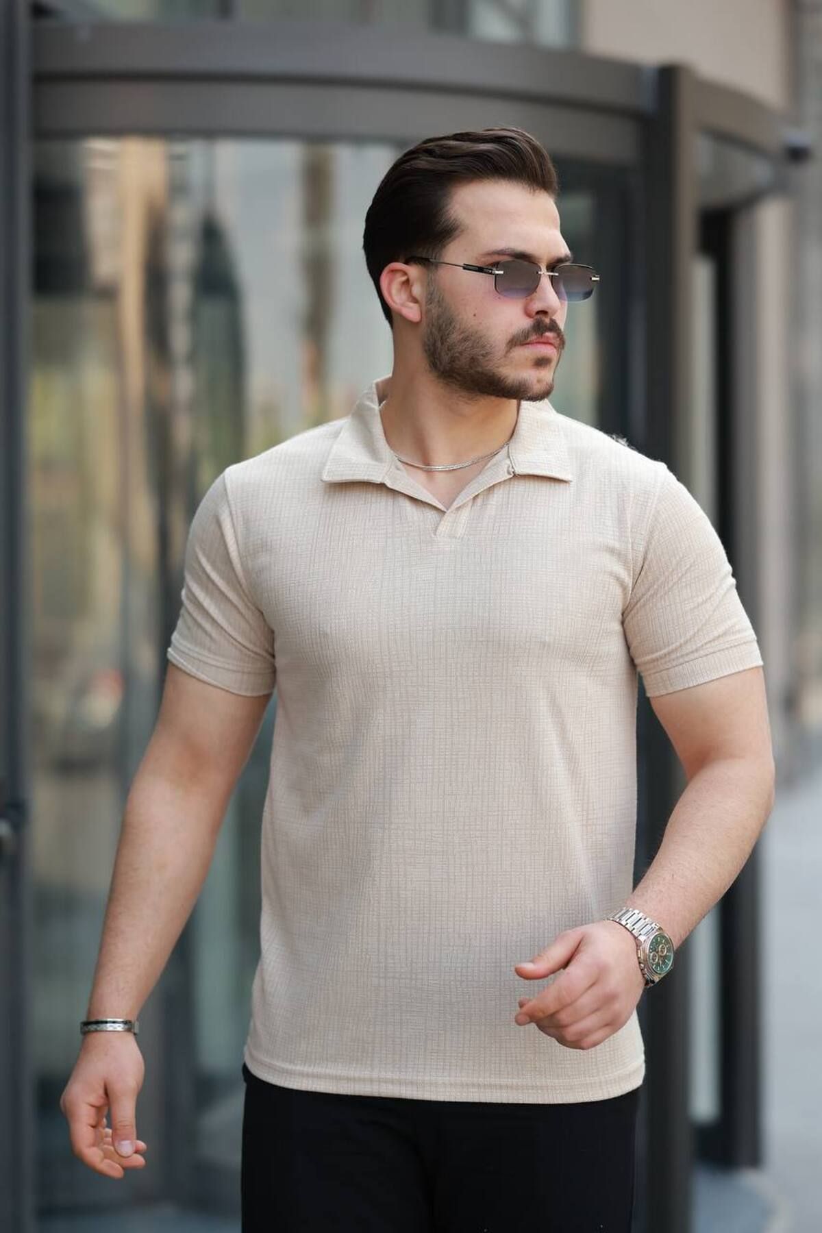 ROBERTO BORNOVA Desenli Jakarlı Polo Yaka Tshirt