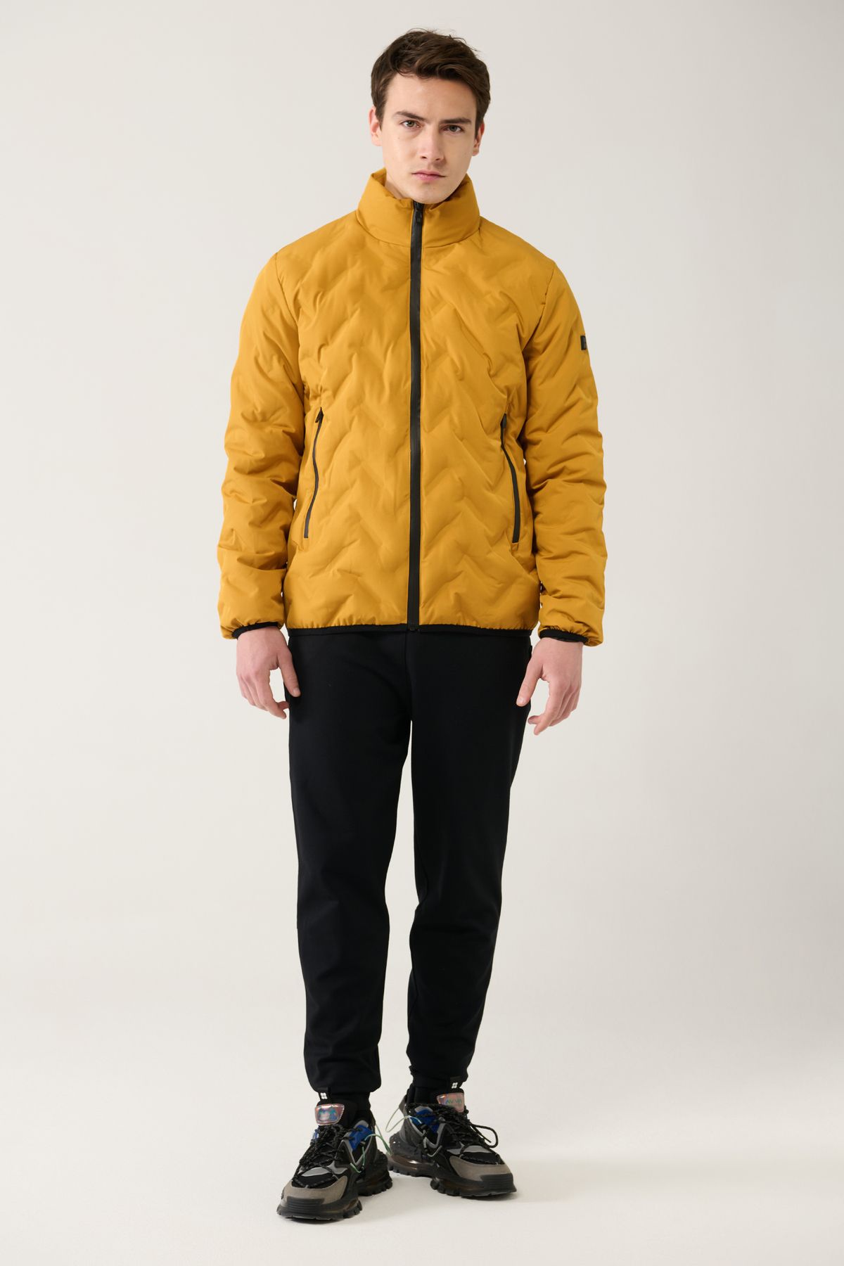 Avva-Men's Saffron Stand Collar Water Repellent Windproof Lightweight Puffer Jacket E 006036 7