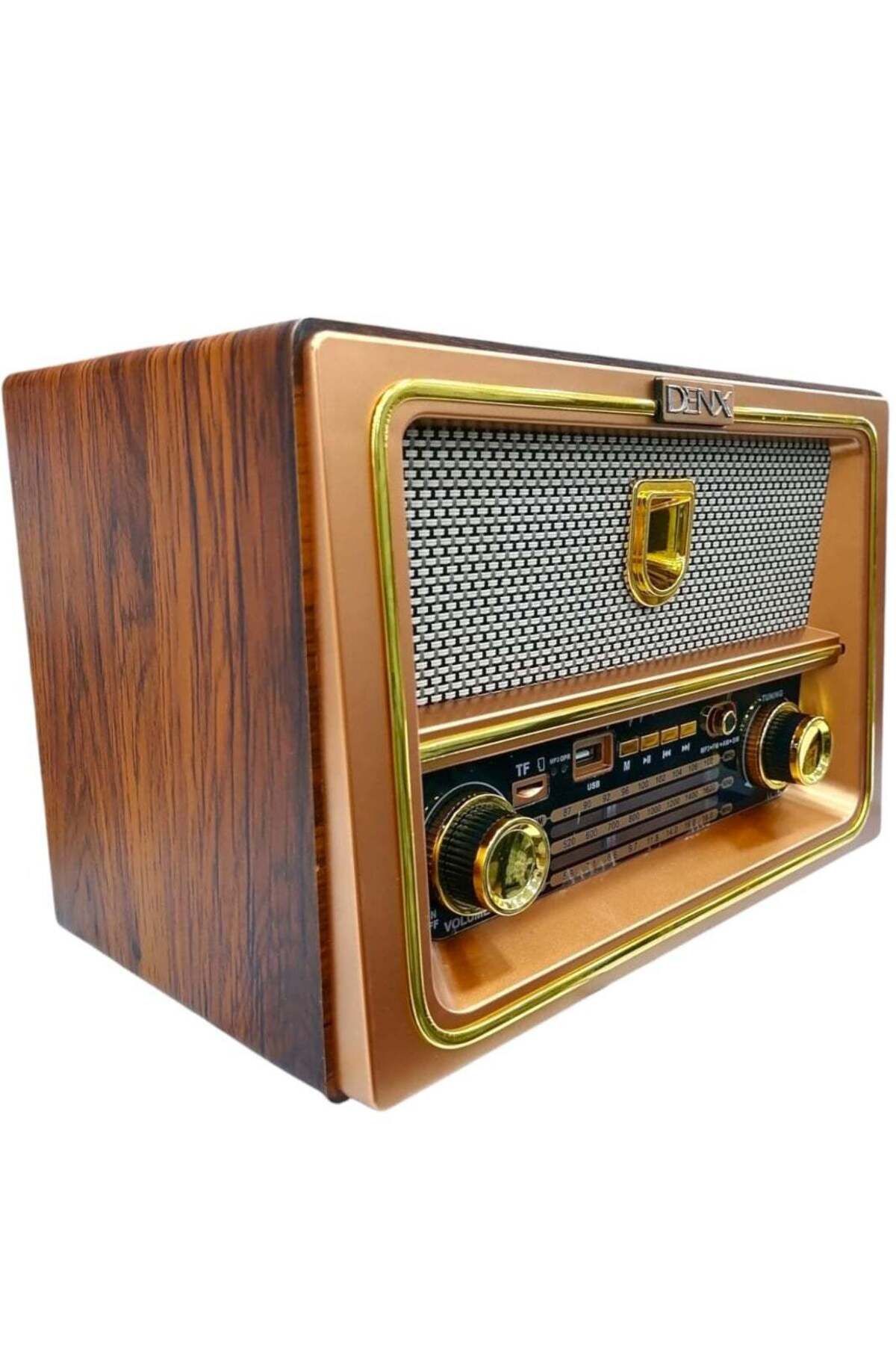 Denx-Rechargeable HI-FI Radio with Remote Control, Large Capacity Battery, Portable, Retro Style FM 4