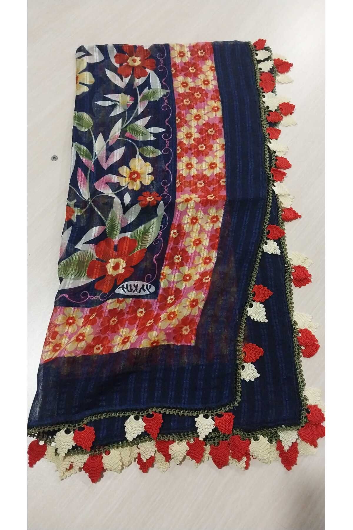 Papatyam El işi Tığ Oyalı Yazma/Tığ İşi Oyalı/3,5 Kenarı Oyalı Yazma/Çeyizlik Yemeni/100x100/Polyester