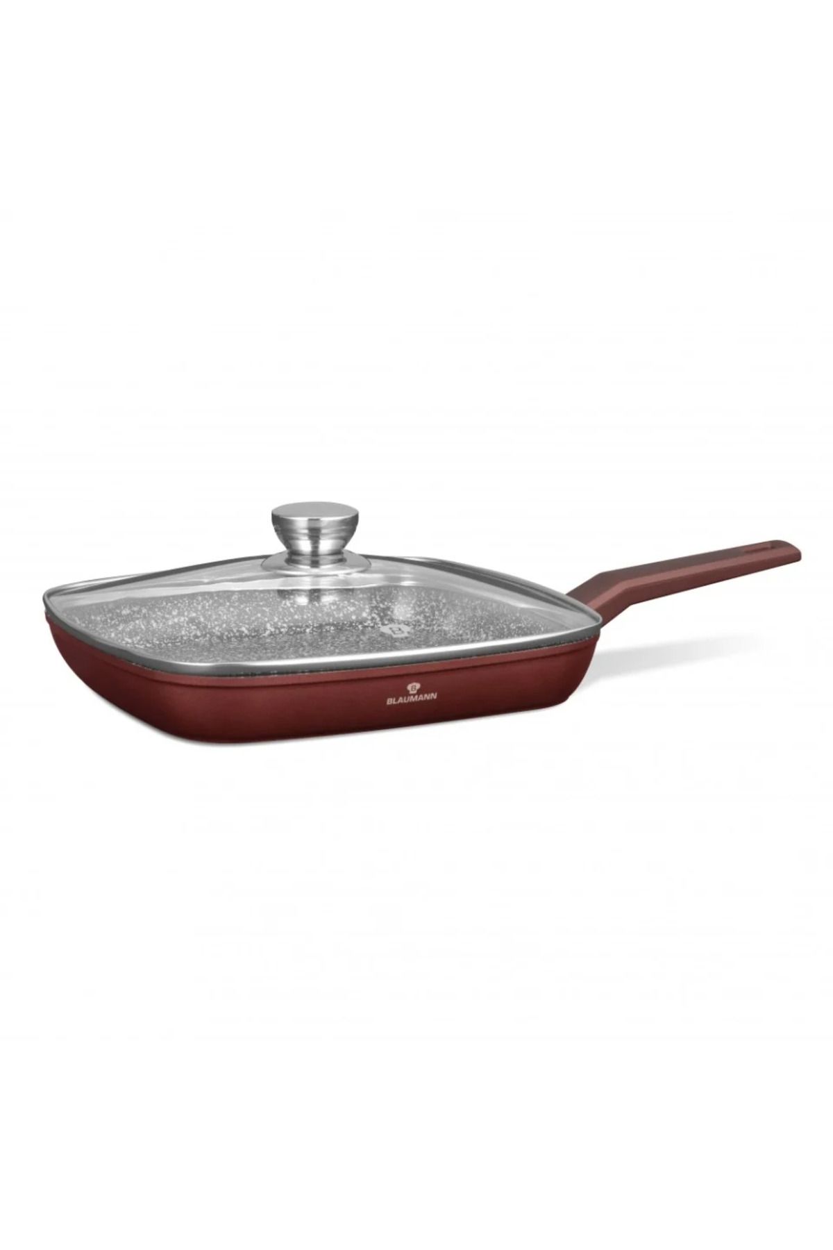 Blaumann Tigaie Grill Cu Capac Aluminiu Turnat, Dimensiune 28x4 Cm, Acoperire Marmura Ceramica, 3 Straturi - One Size