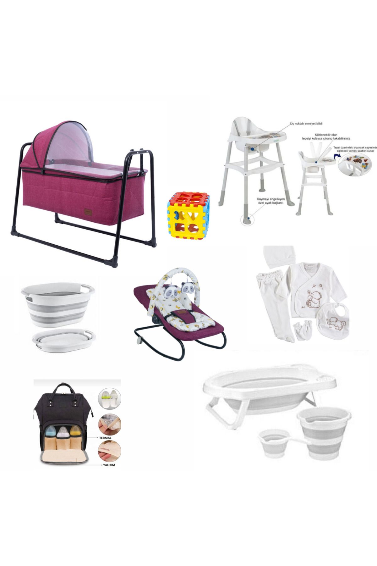 alderon baby TREND BEBEK SETİ BEŞİK ANA KUCAĞI MAMA SANDELYESİ KÜVET SETİ HASTANE ÇIKIŞI
