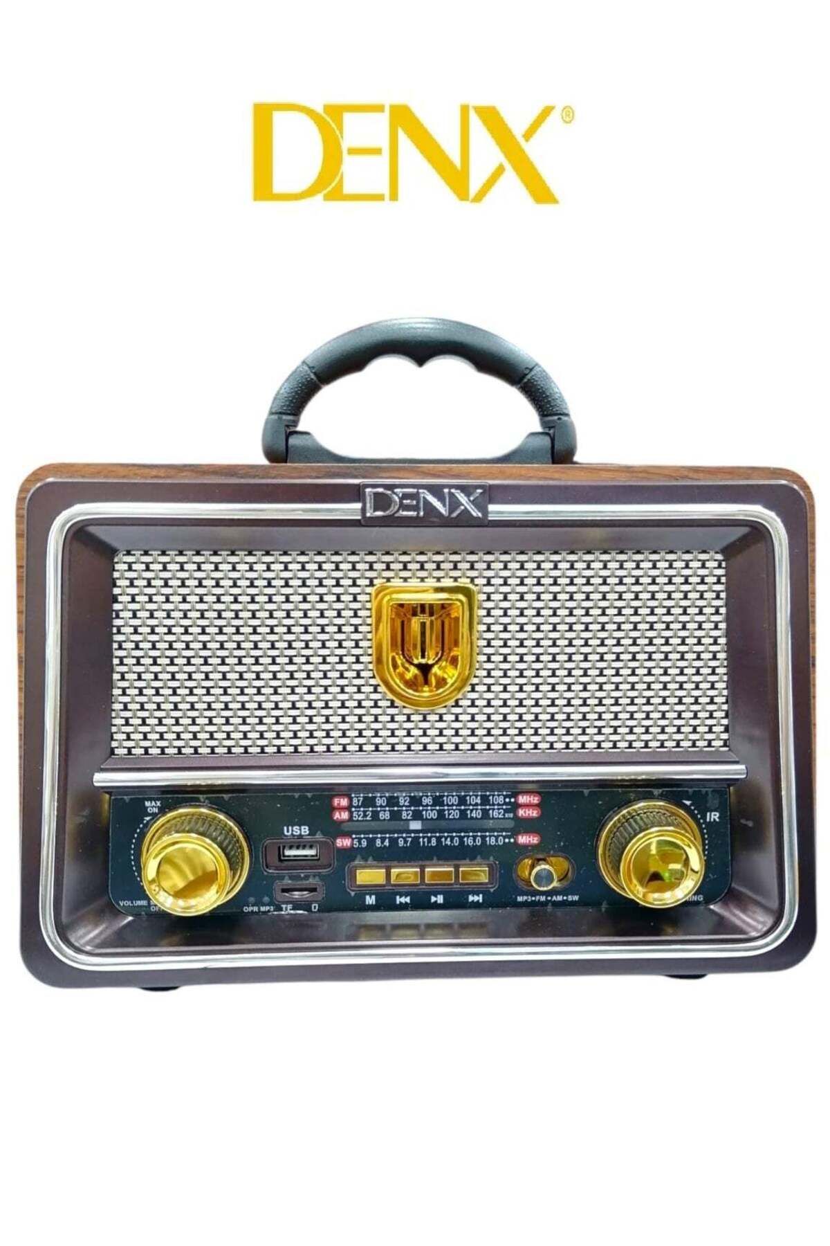 Denx-Rechargeable HI-FI Radio with Remote Control, Large Capacity Battery, Portable, Retro Style FM 1
