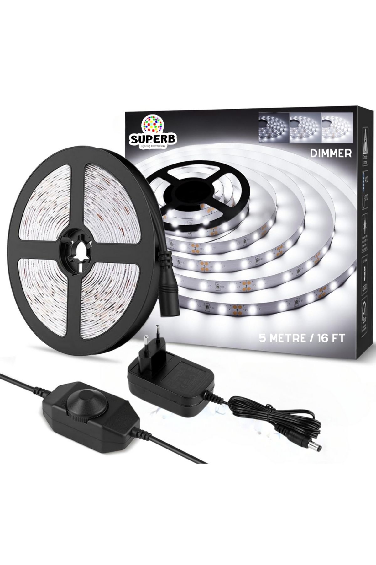 burul SB-6513 5 Metre Dimmer Anahtarlı Beyaz Işık Şerit Led Seti