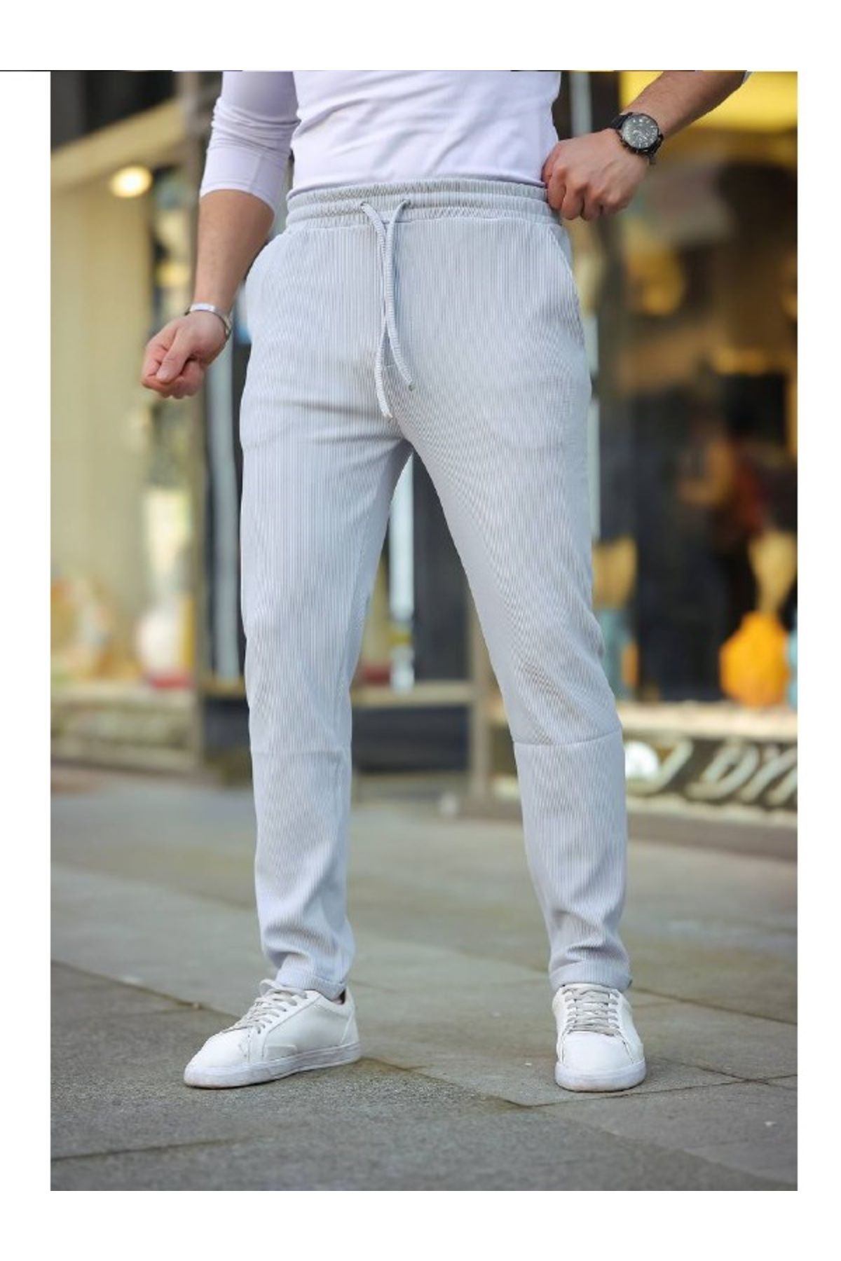 ROBERTO BORNOVA Beli Lastikli Jamber Jogger Pantolon